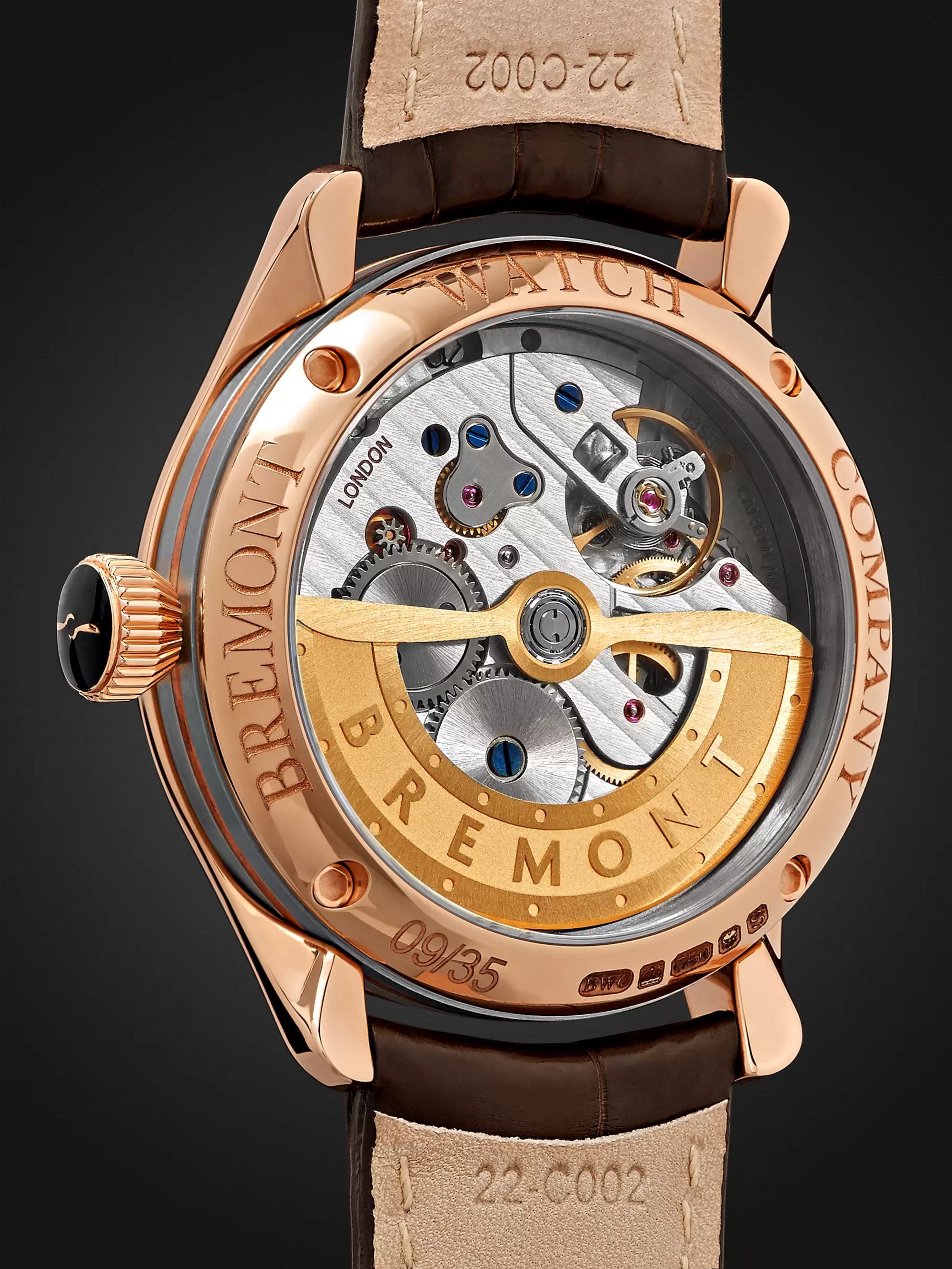 BREMONT AC35 America's Cup Automatic 43mm 18-Karat Rose Gold and Alligator Watch, Ref. No. AC35