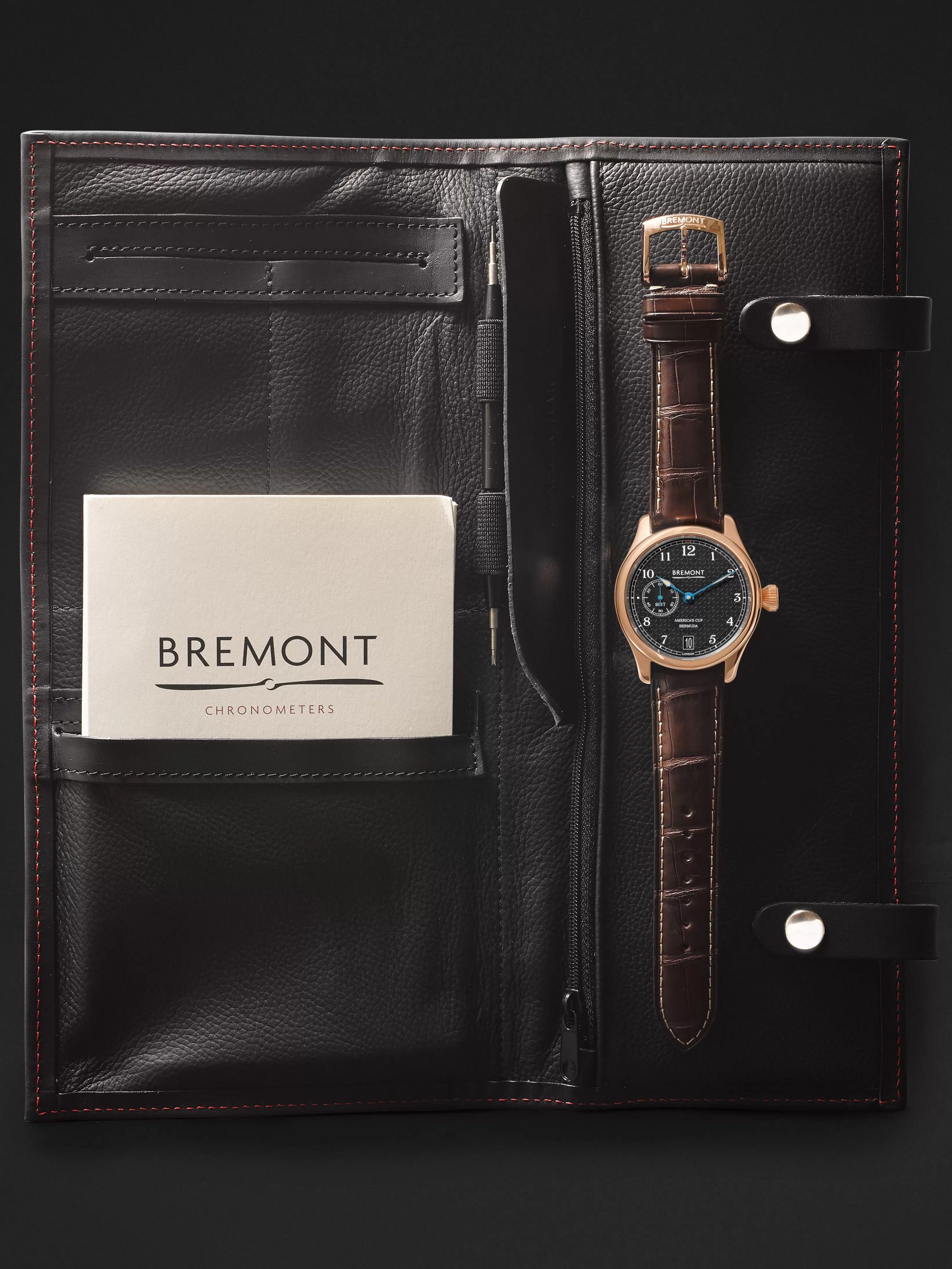 BREMONT AC35 America's Cup Automatic 43mm 18-Karat Rose Gold and Alligator Watch, Ref. No. AC35