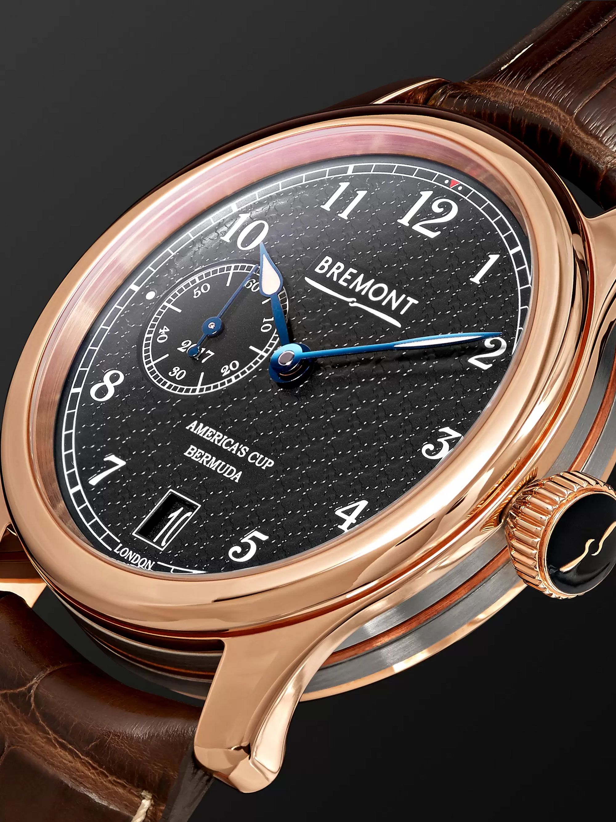 BREMONT AC35 America's Cup Automatic 43mm 18-Karat Rose Gold and Alligator Watch, Ref. No. AC35