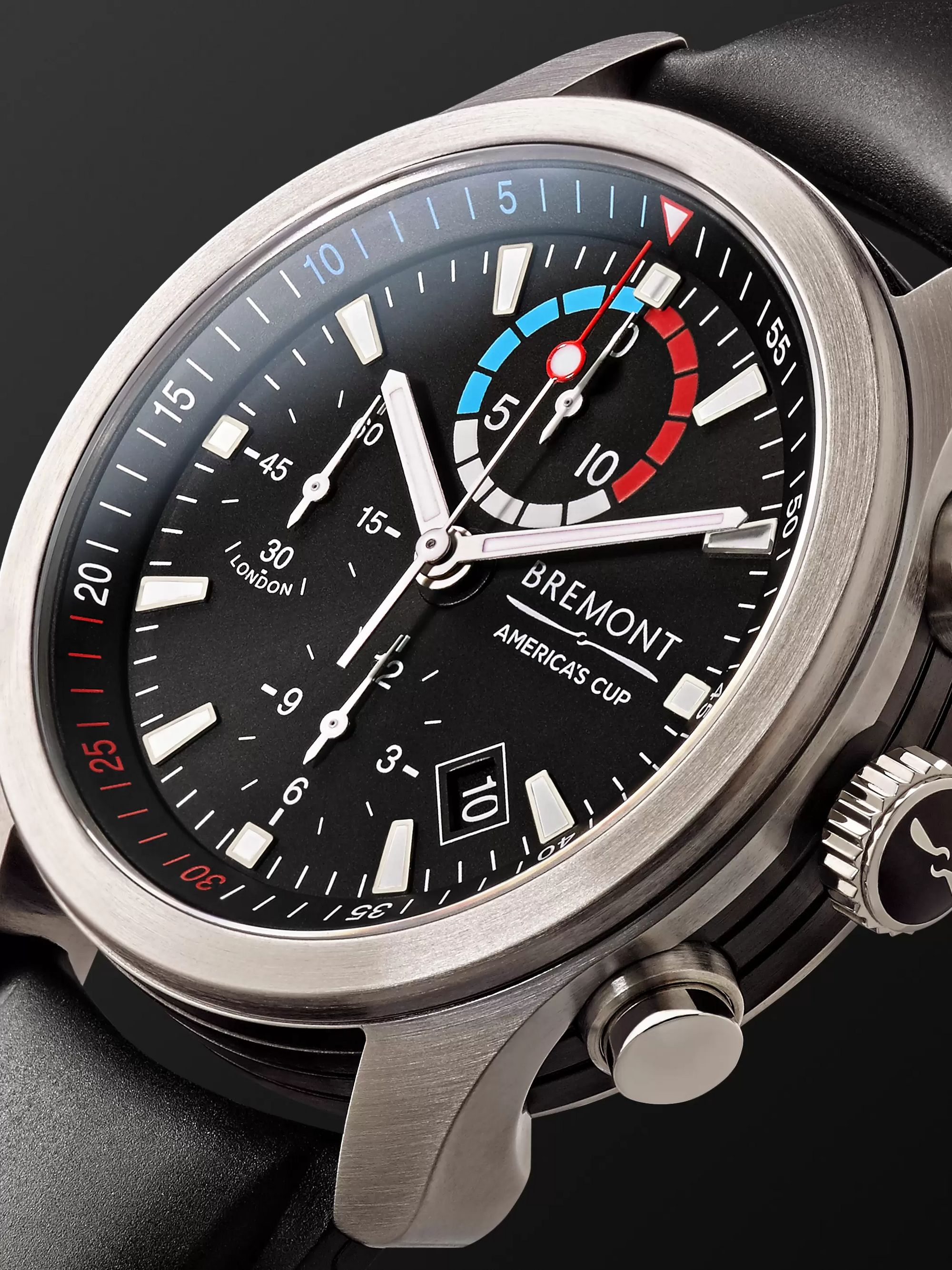BREMONT AC-R-II America's Cup Automatic Regatta Chronograph 43mm Stainless Steel and Rubber Watch, Ref. No. 970380