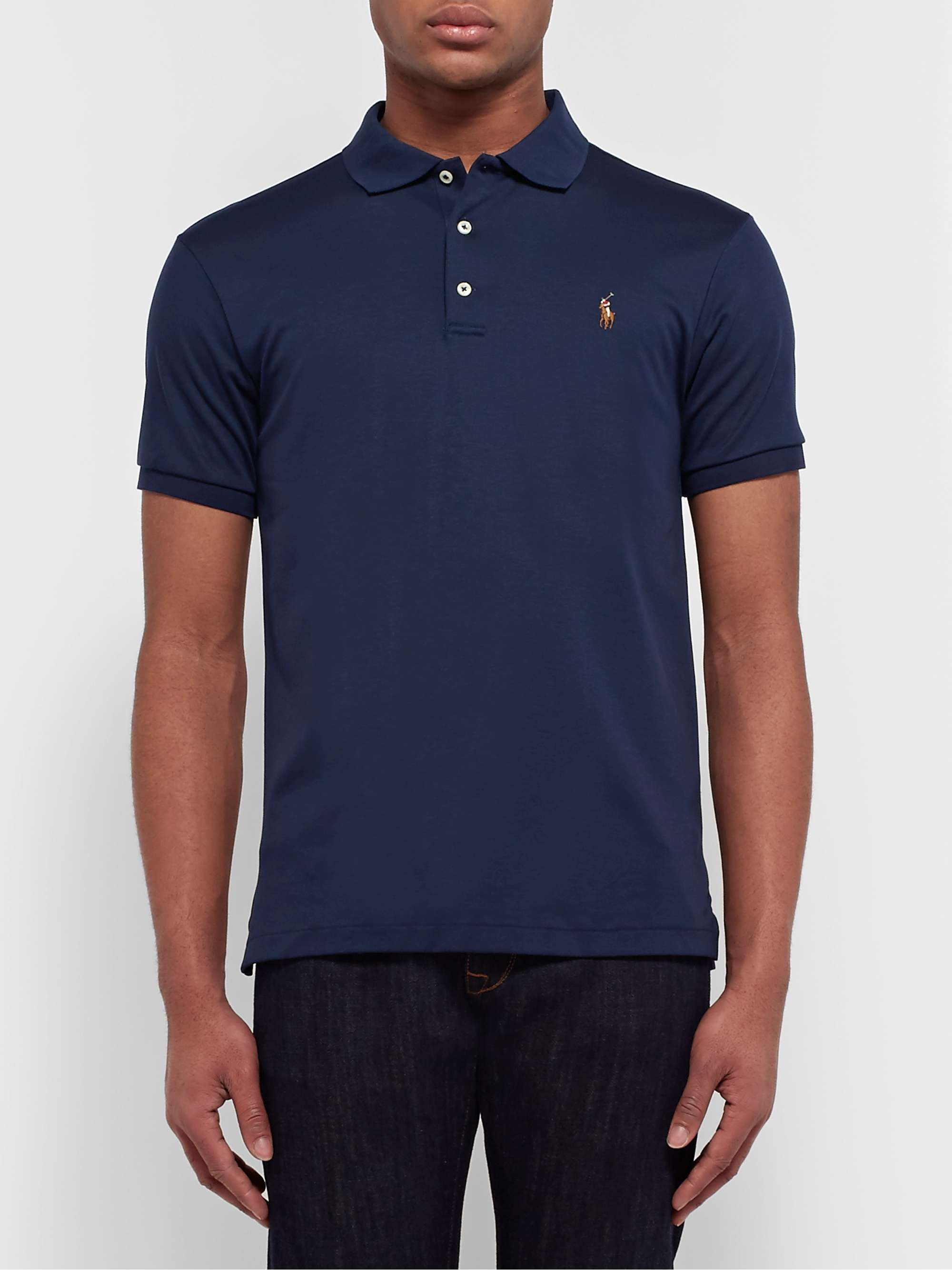 POLO RALPH LAUREN Slim-Fit Pima Cotton-Jersey Polo Shirt for Men | MR ...