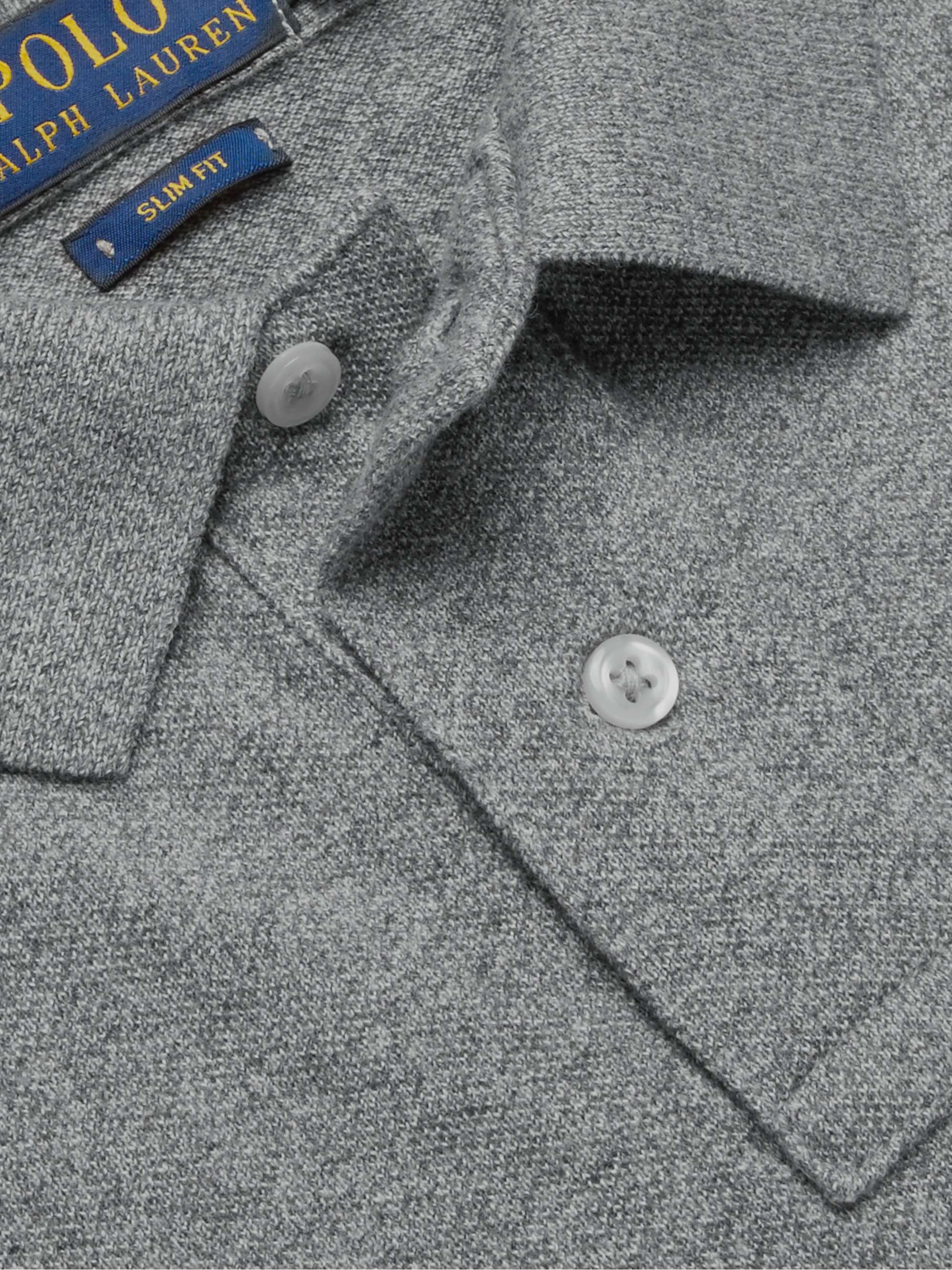 POLO RALPH LAUREN Slim-Fit Mélange Cotton-Piqué Polo Shirt