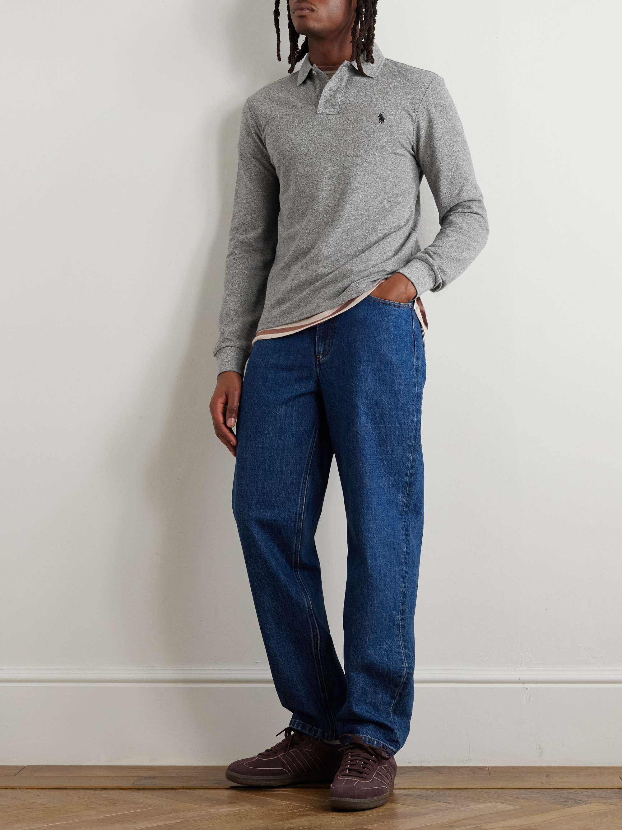POLO RALPH LAUREN Slim-Fit Mélange Cotton-Piqué Polo Shirt