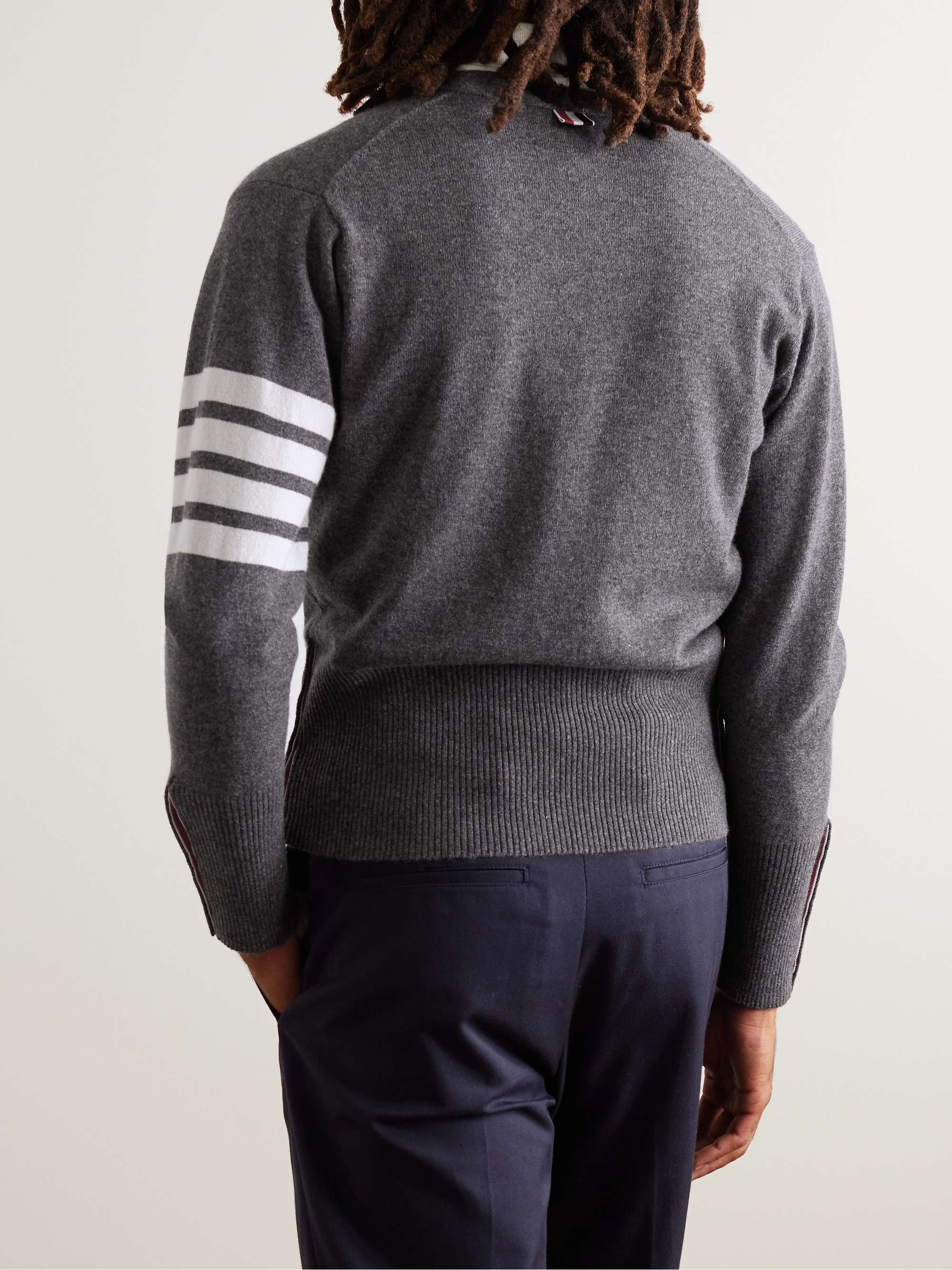 THOM BROWNE Slim-Fit Striped Cashmere Cardigan