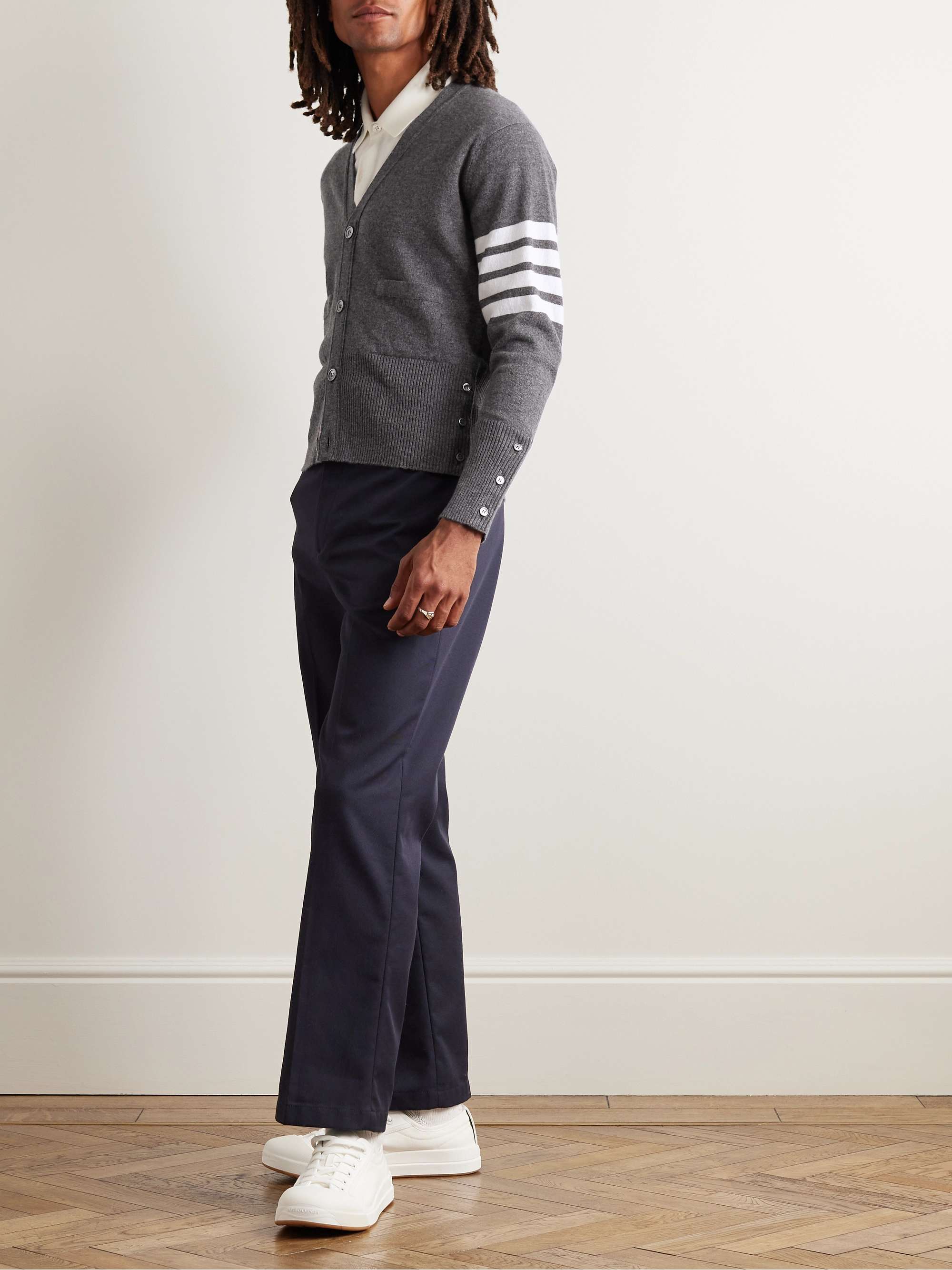 THOM BROWNE Slim-Fit Striped Cashmere Cardigan for Men | MR PORTER