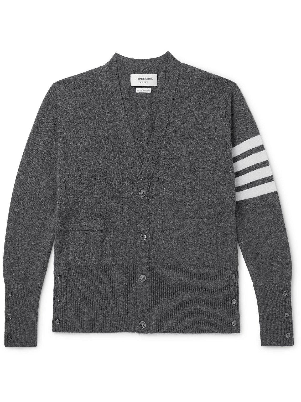 THOM BROWNE SLIM-FIT STRIPED CASHMERE CARDIGAN