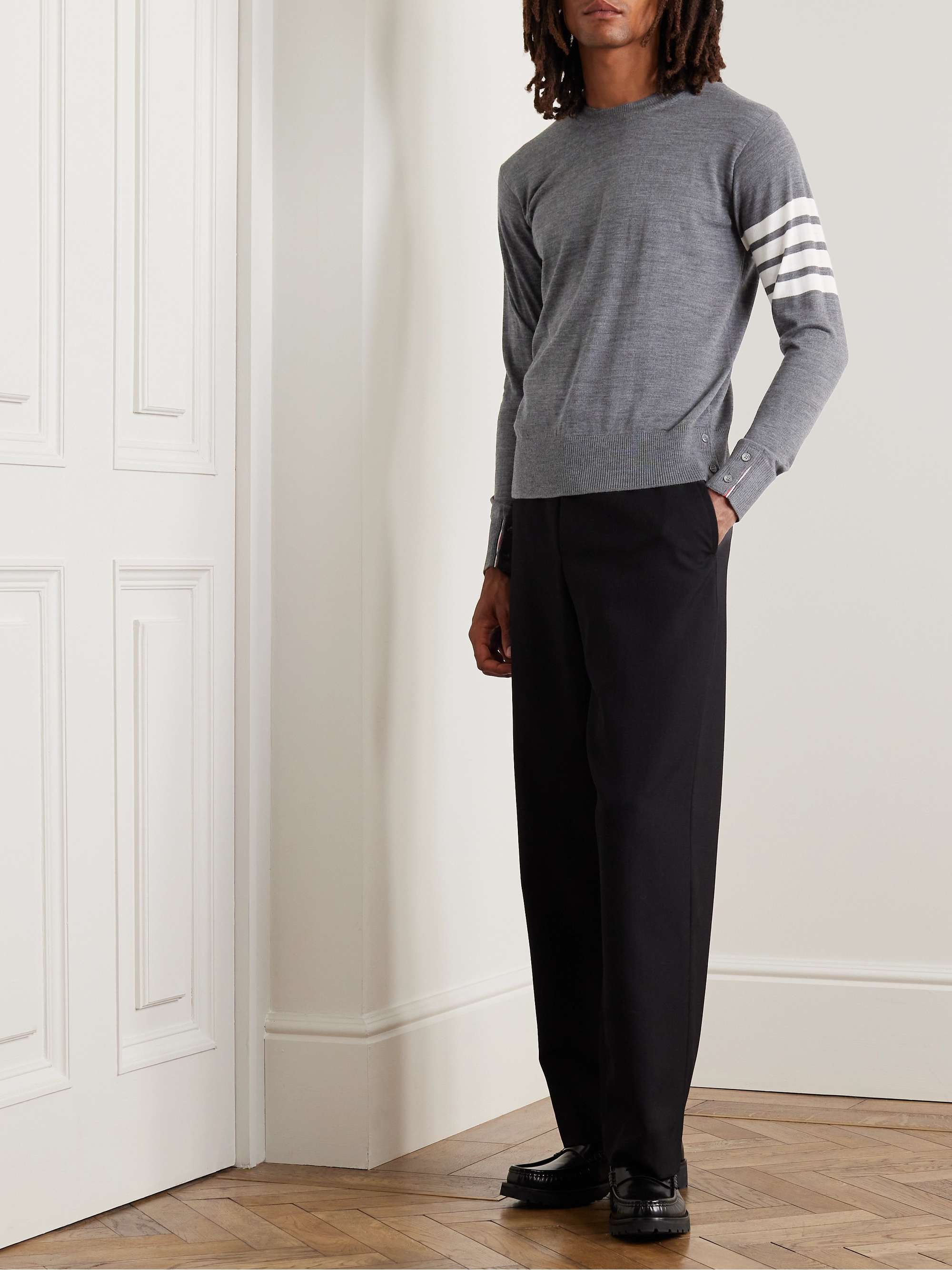 ポスターフレーム ピーター・ミラー メンズ ニット・セーター アウター Long Bay Stripe Merino Wool  Linen  Quarter Zip Sweater 通販
