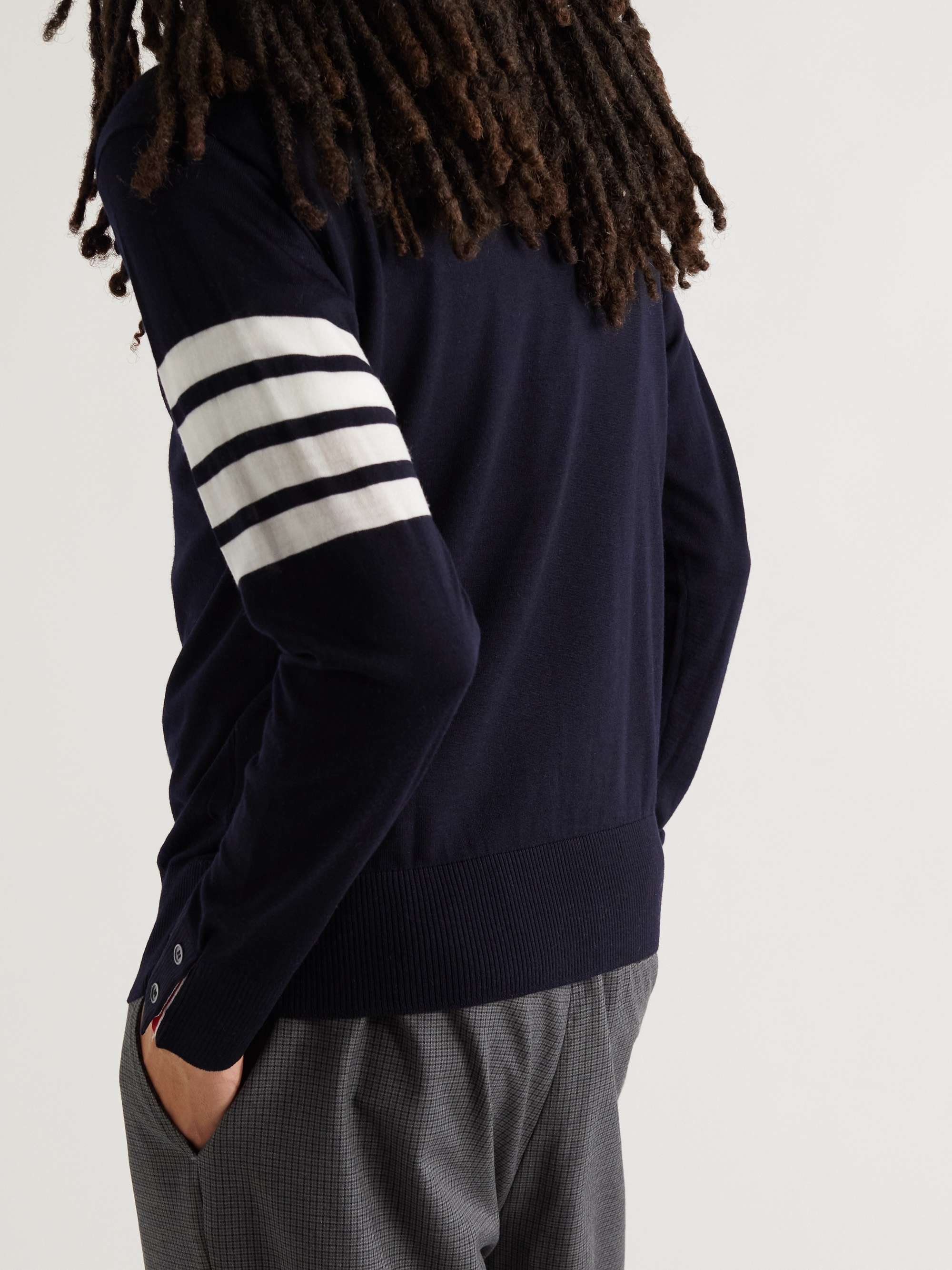 THOM BROWNE Striped Merino Wool Sweater