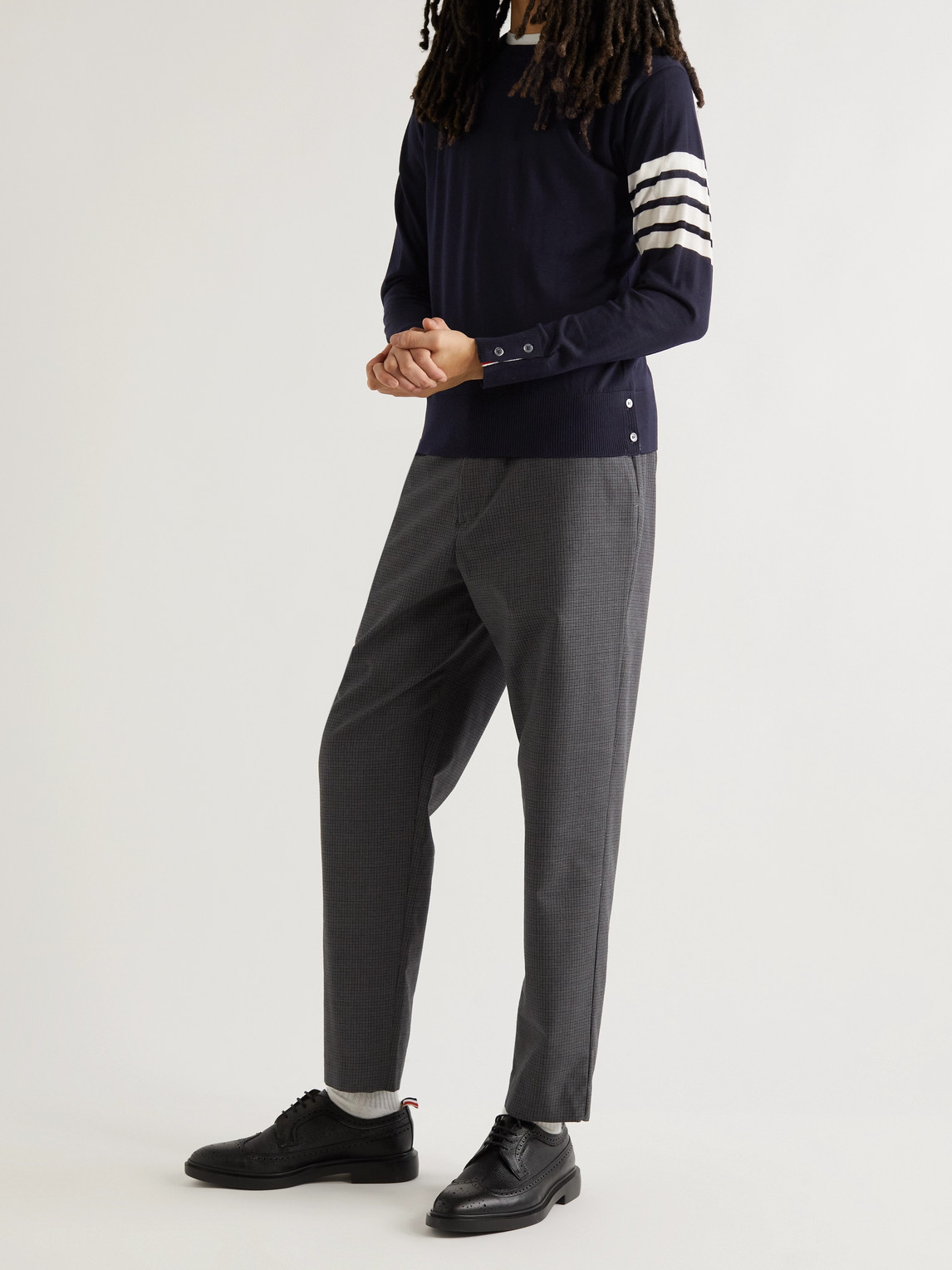Shop Thom Browne Striped Merino Wool Sweater In Blue