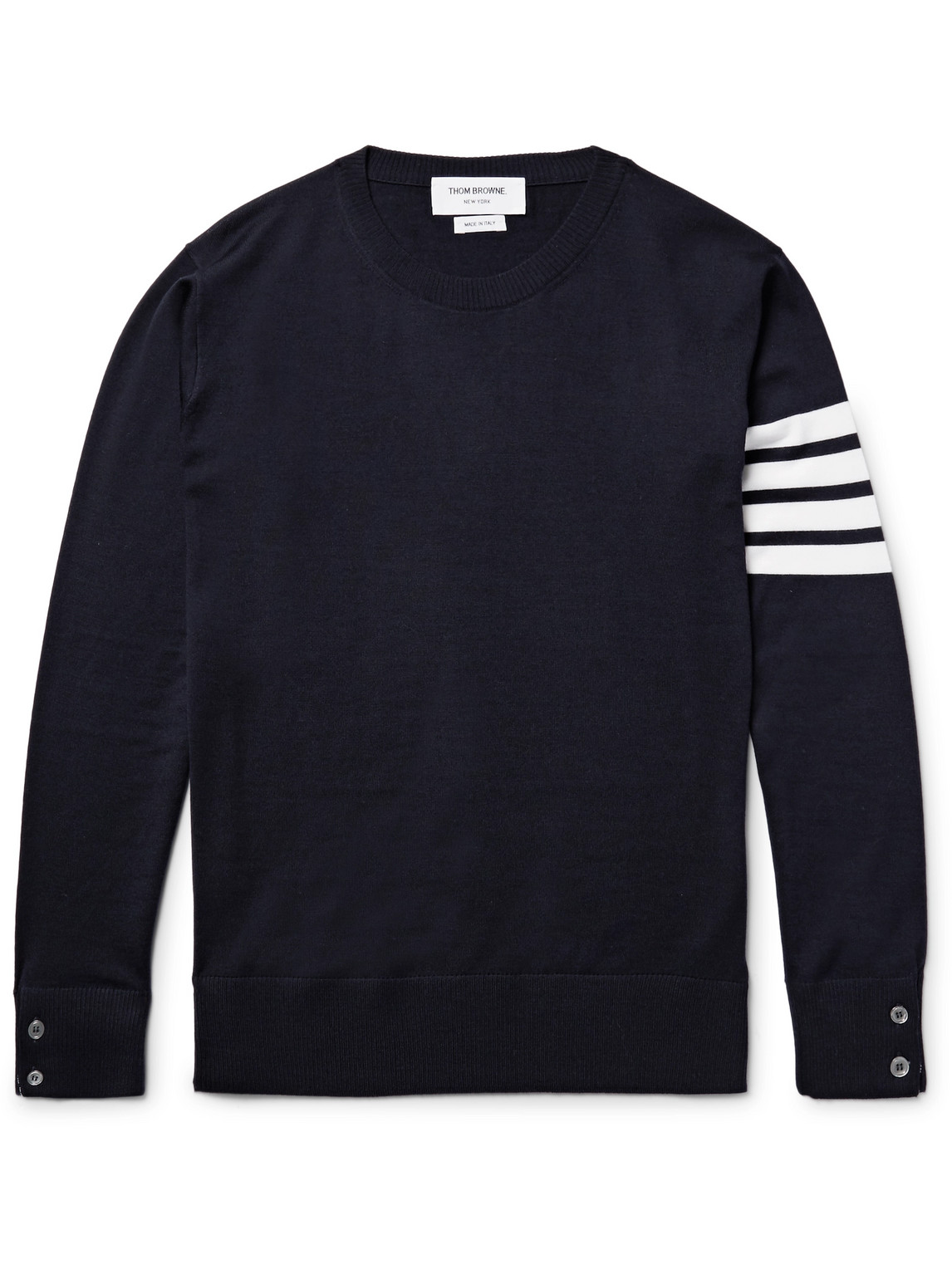 Thom Browne Striped Merino Wool Sweater In Blue
