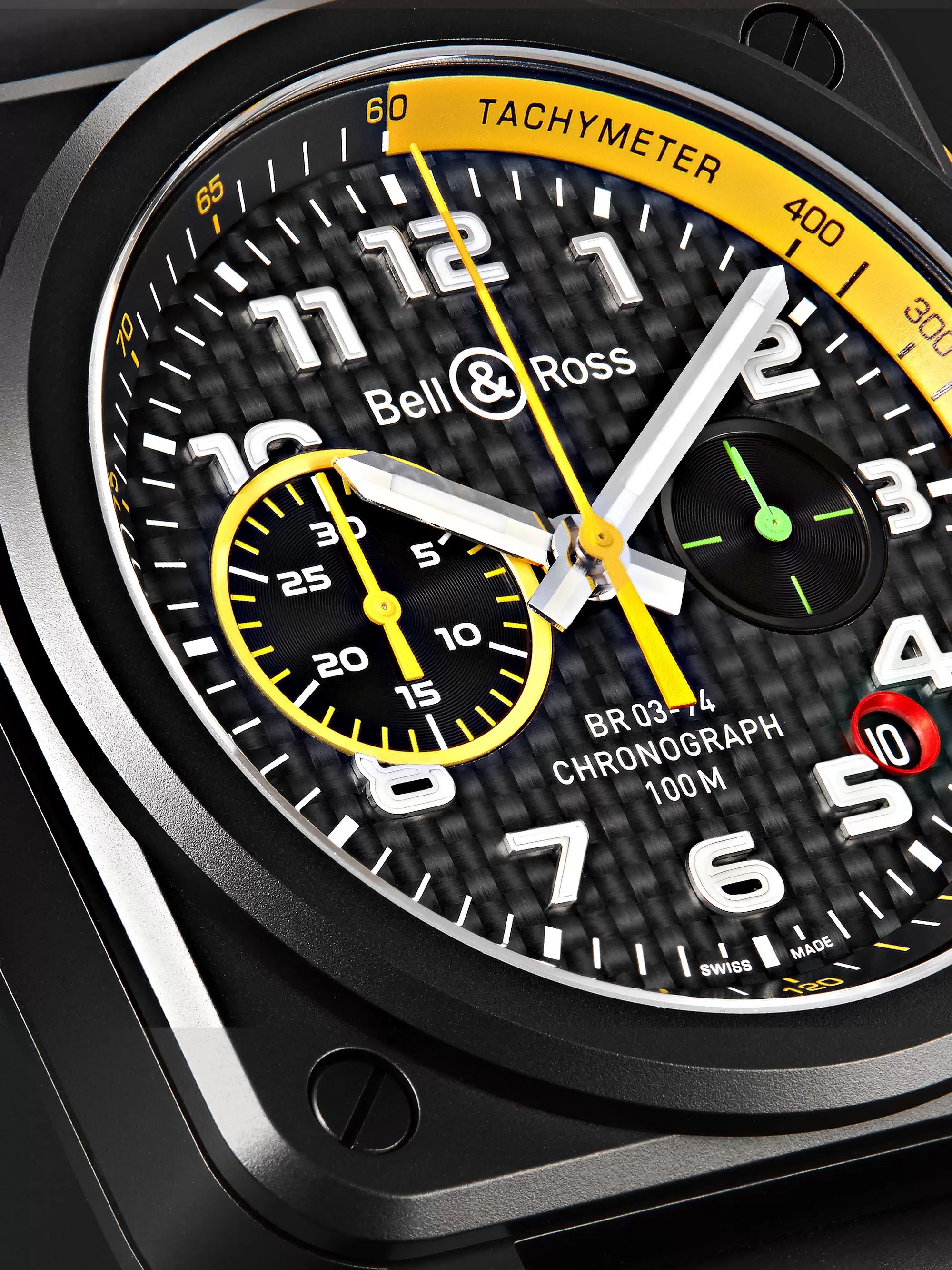 BELL & ROSS Limited Edition BR 03-94 RS17 42mm Ceramic and Rubber Chronograph Watch