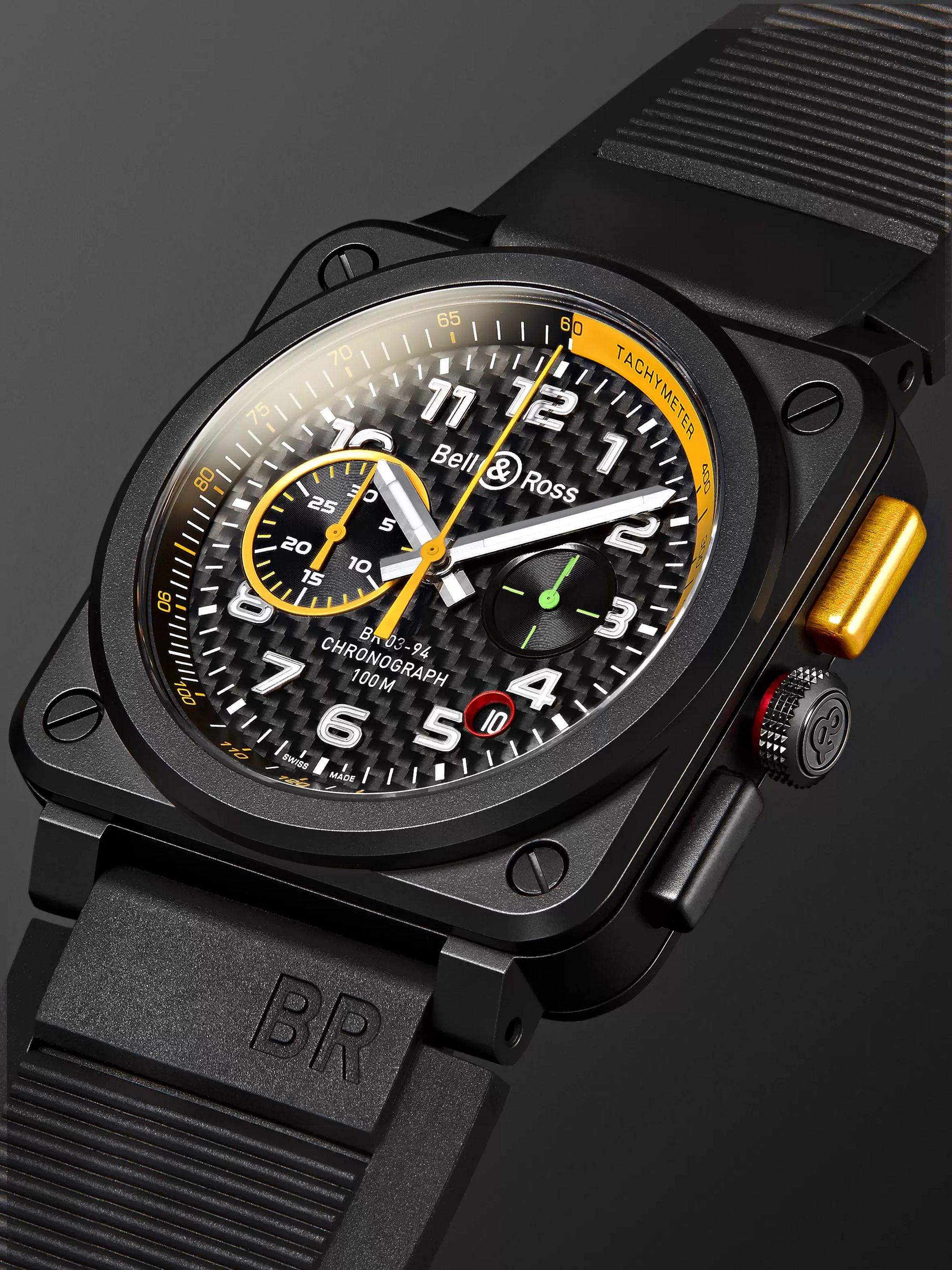 BELL & ROSS Limited Edition BR 03-94 RS17 42mm Ceramic and Rubber Chronograph Watch