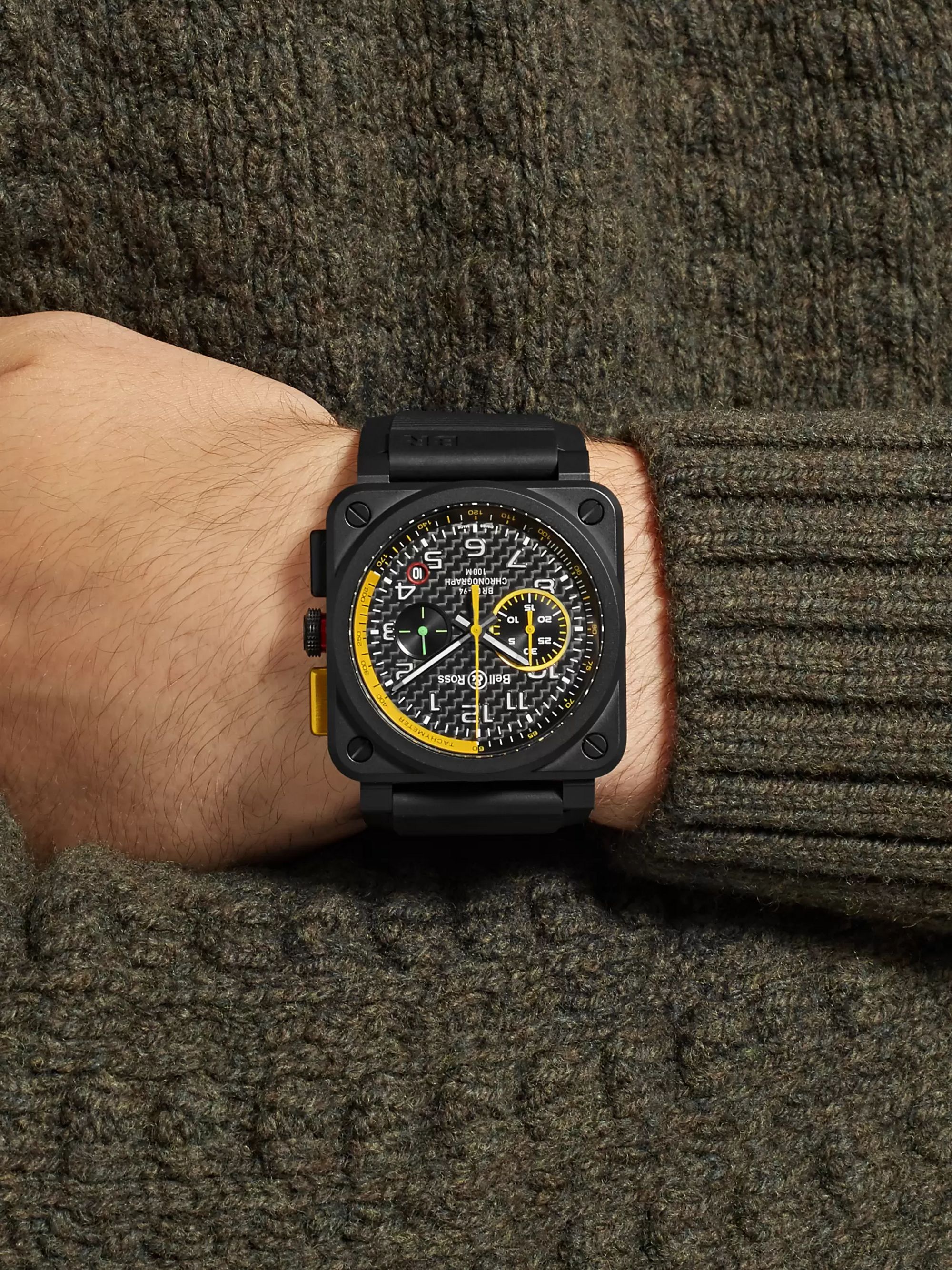BELL & ROSS Limited Edition BR 03-94 RS17 42mm Ceramic and Rubber Chronograph Watch
