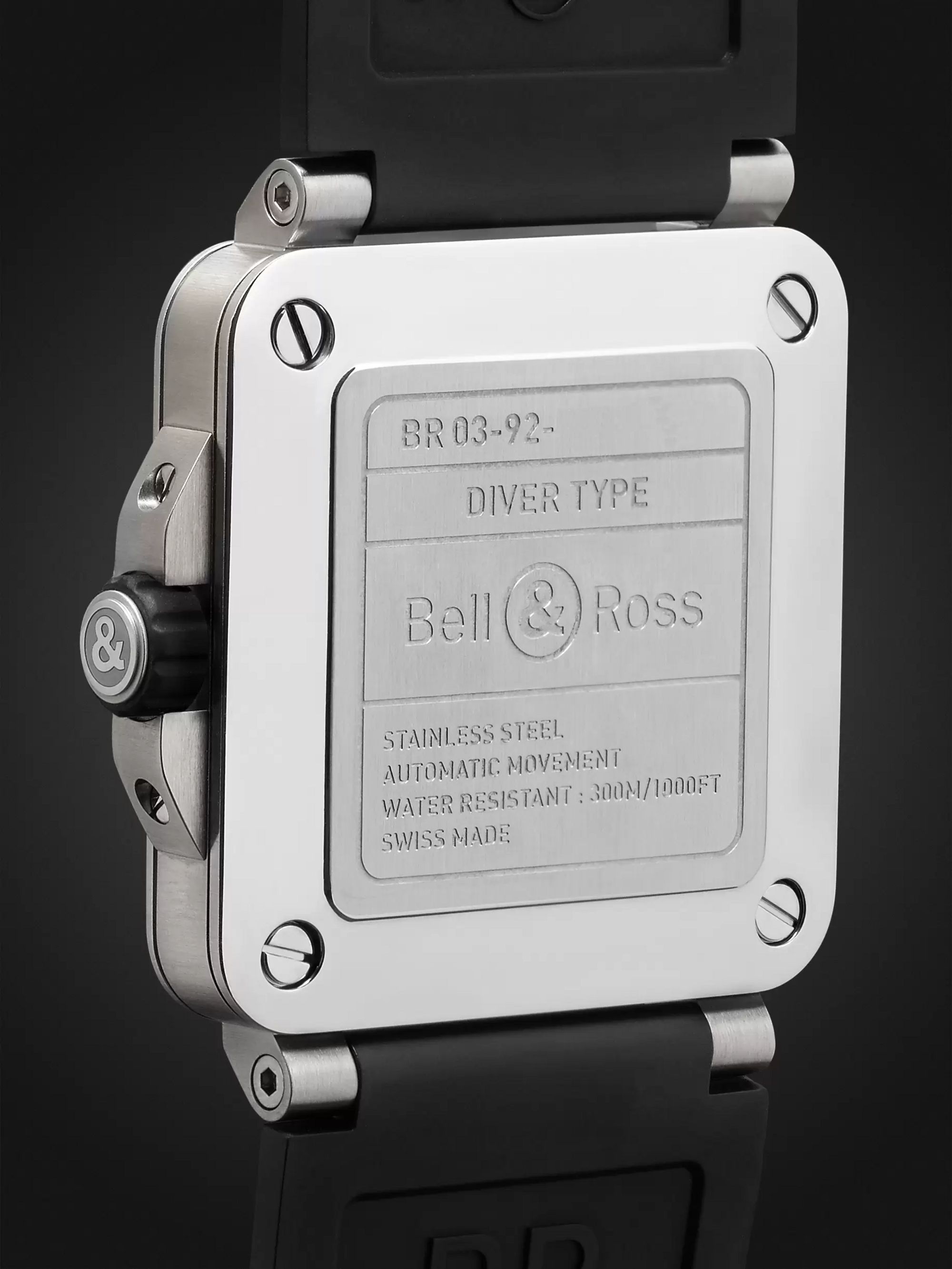 BELL & ROSS BR 03-92 Diver Automatic 42mm Stainless Steel and Rubber Watch, Ref. No. BR0392-­D-­BL-­ST/SRB