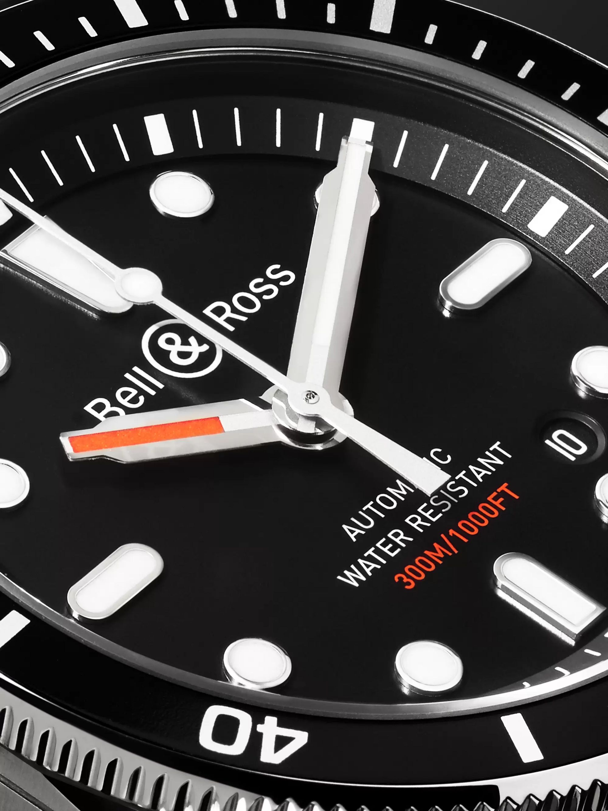 BELL & ROSS BR 03-92 Diver Automatic 42mm Stainless Steel and Rubber Watch, Ref. No. BR0392-­D-­BL-­ST/SRB