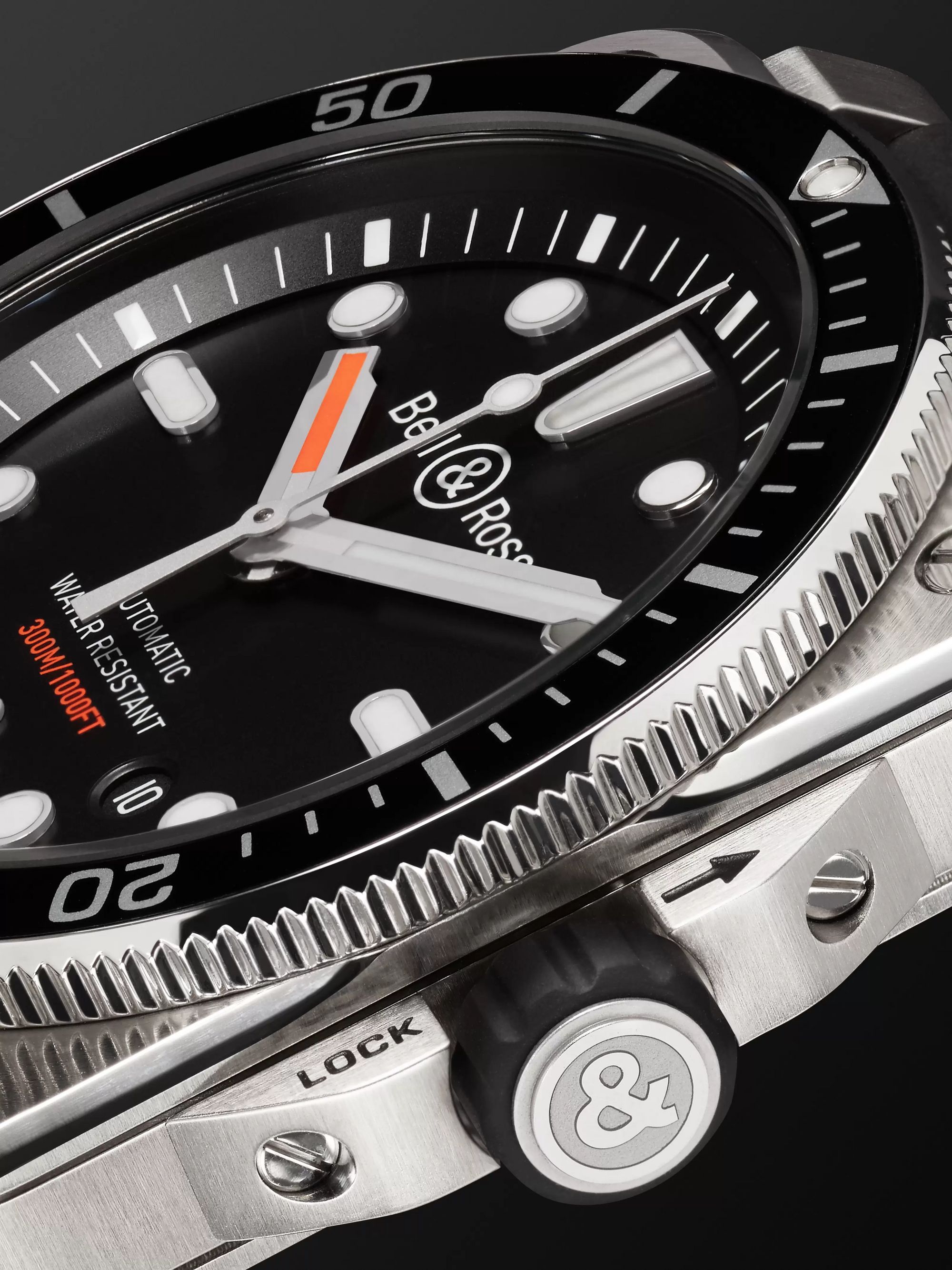 BELL & ROSS BR 03-92 Diver Automatic 42mm Stainless Steel and Rubber Watch, Ref. No. BR0392-­D-­BL-­ST/SRB