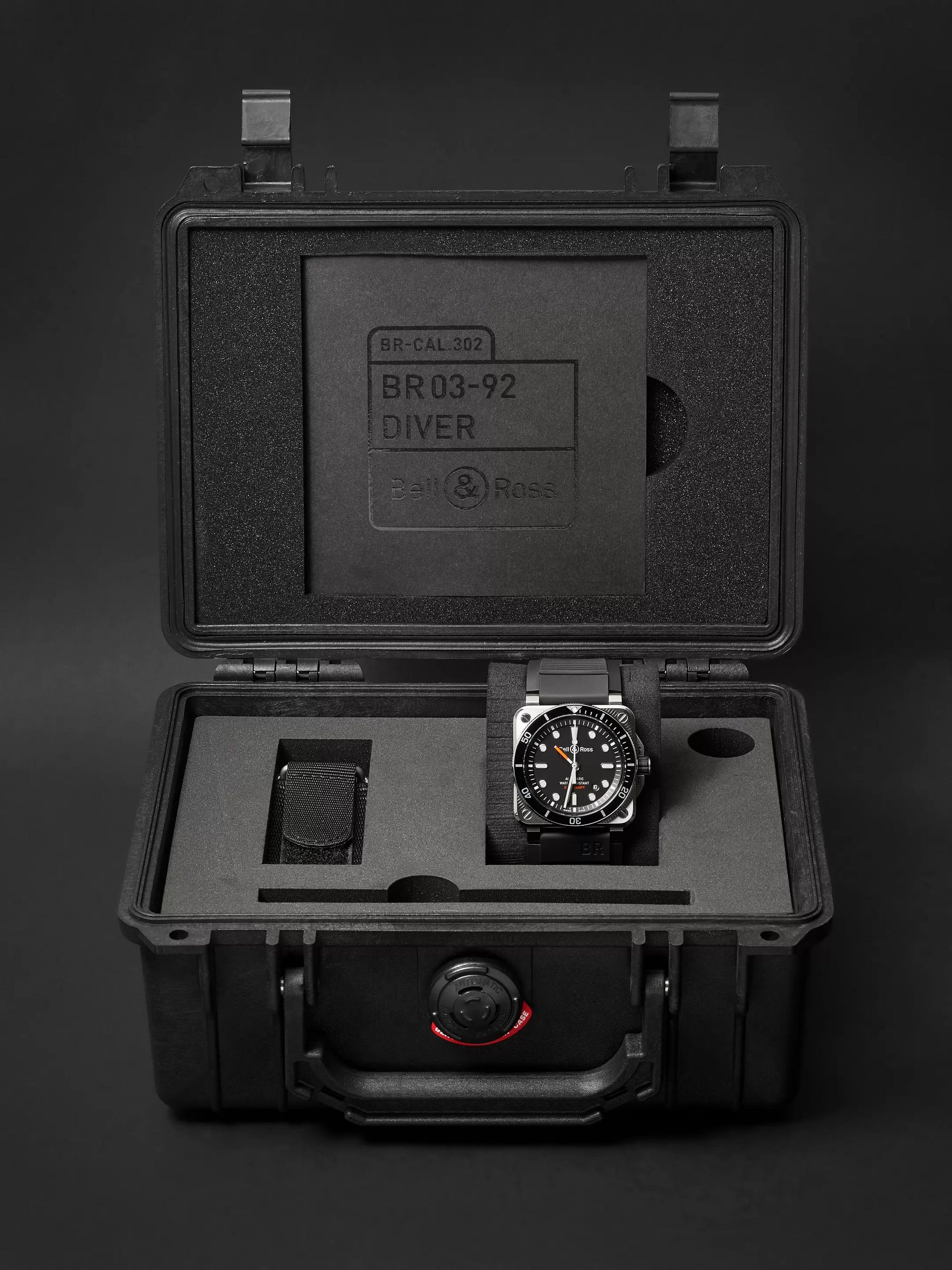 BELL & ROSS BR 03-92 Diver Automatic 42mm Stainless Steel and Rubber Watch, Ref. No. BR0392-­D-­BL-­ST/SRB