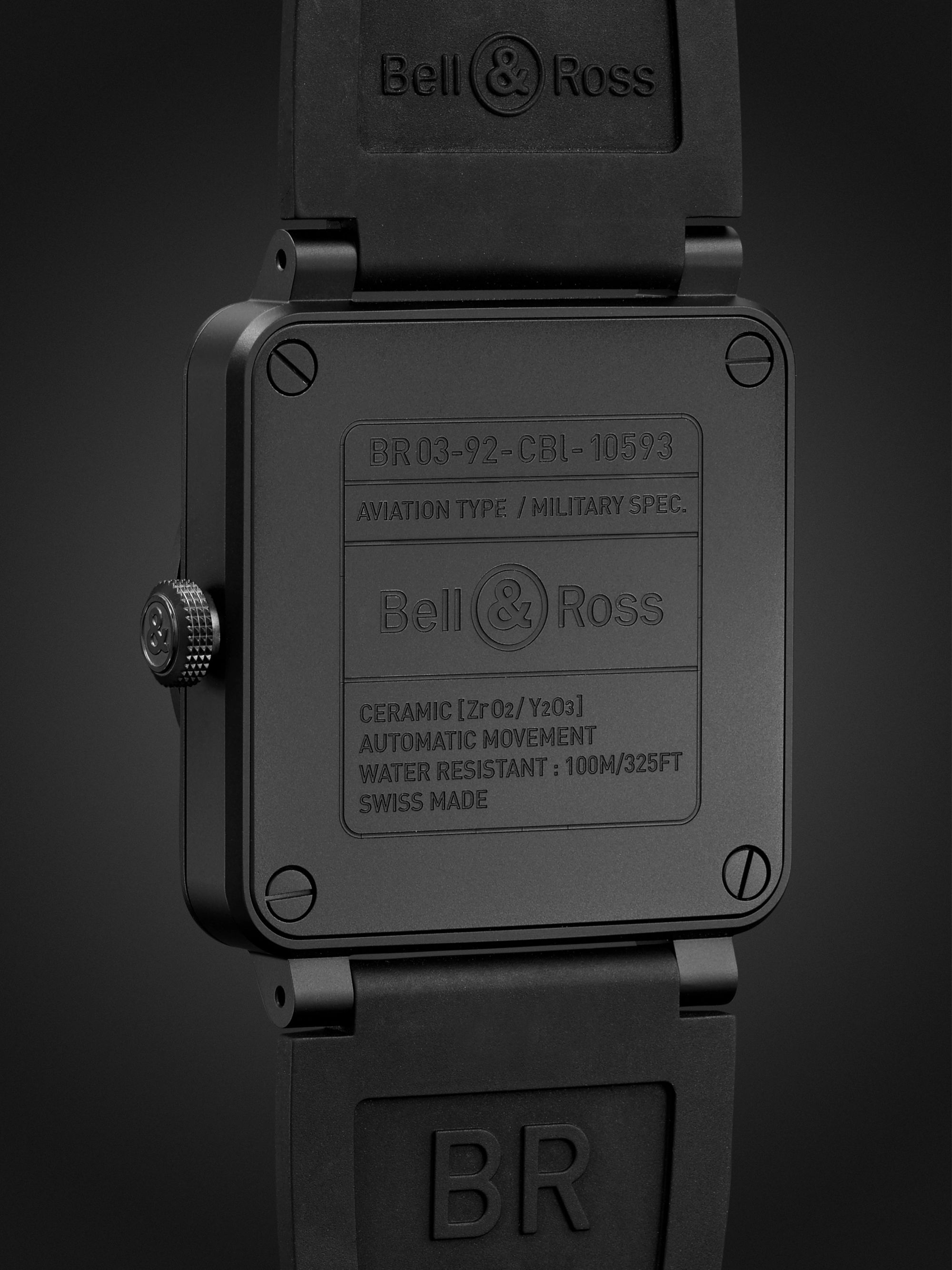 BELL & ROSS BR 03-92 Black Camo Automatic 42mm Ceramic and Rubber Watch, Ref. No. BR0392-­CAMO-­CE/SRB