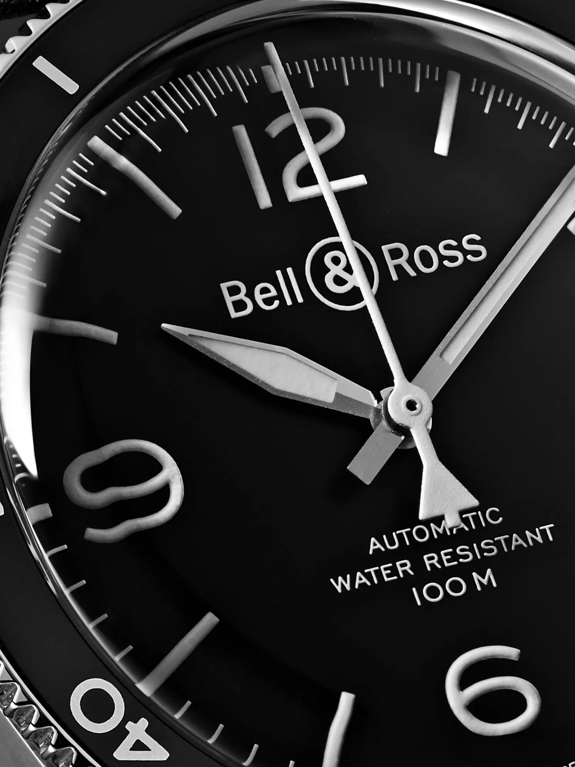 BELL & ROSS BR V2-92 Automatic 41mm Stainless Steel and Leather Watch, Ref. No. BRV292-­‐BL-­‐ST/SCA