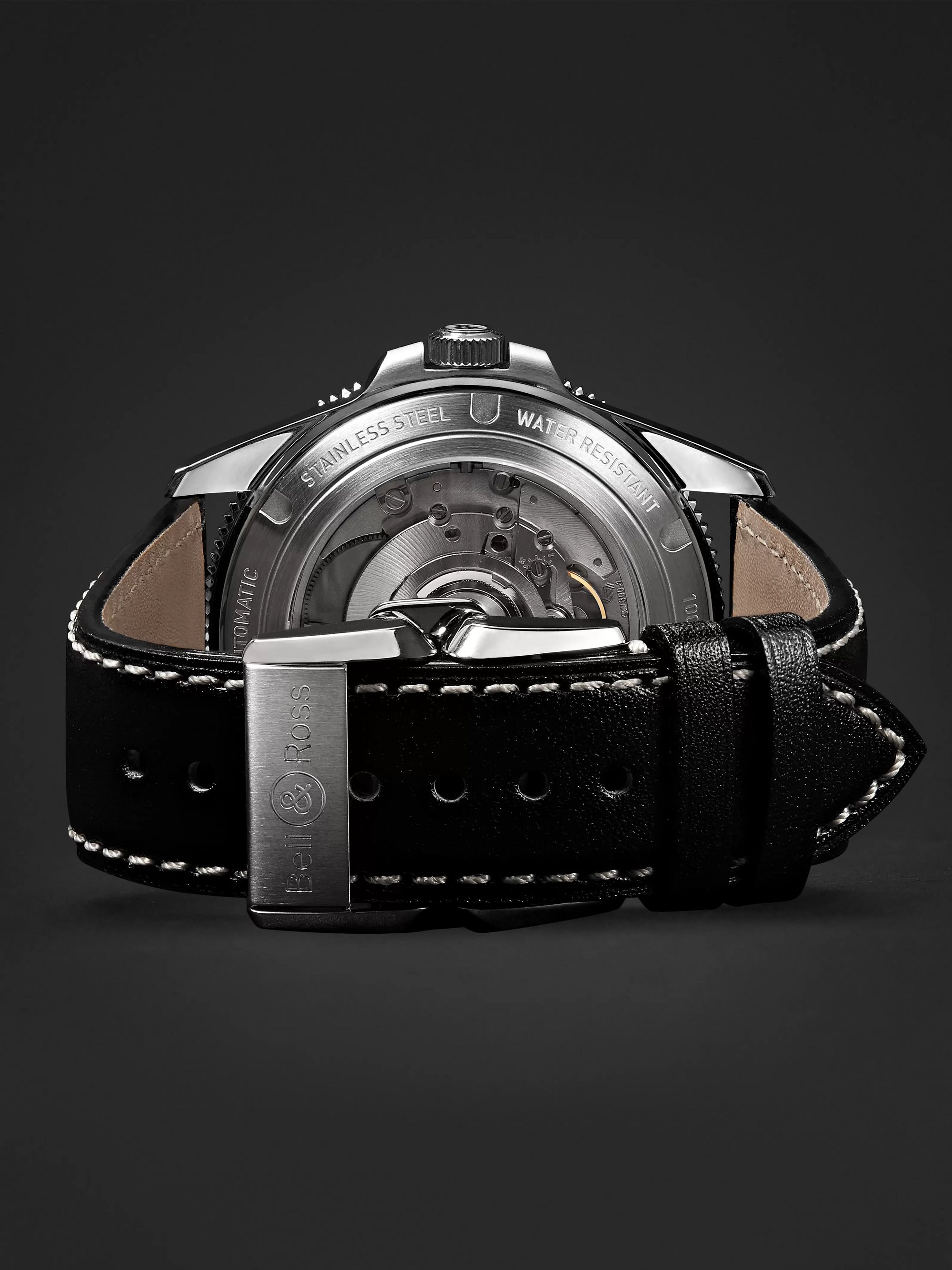 BELL & ROSS BR V2-92 Automatic 41mm Stainless Steel and Leather Watch, Ref. No. BRV292-­‐BL-­‐ST/SCA