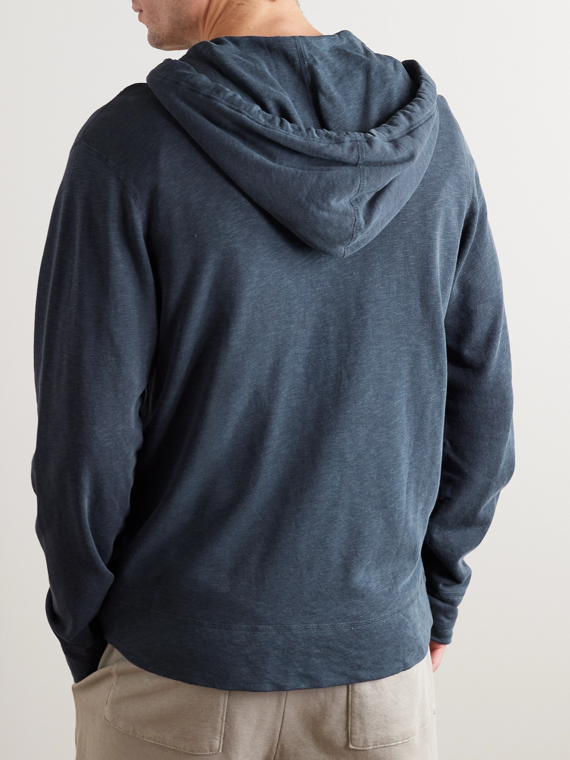 Shop James Perse Loopback Supima Cotton-jersey Zip-up Hoodie In Blue