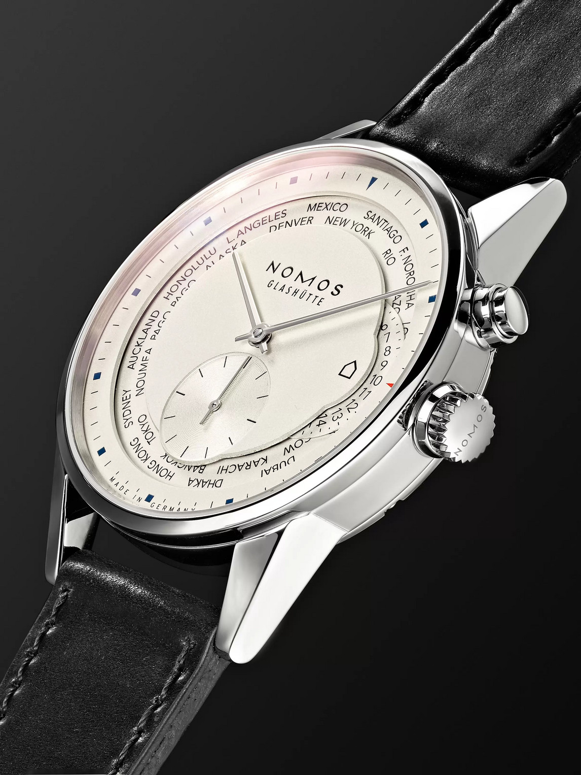  Nomos Glashütte - Zurich Weltzeit Automatic 40mm Stainless Steel And Cordovan Leather Watch, Ref. No. 805 - Men - White 