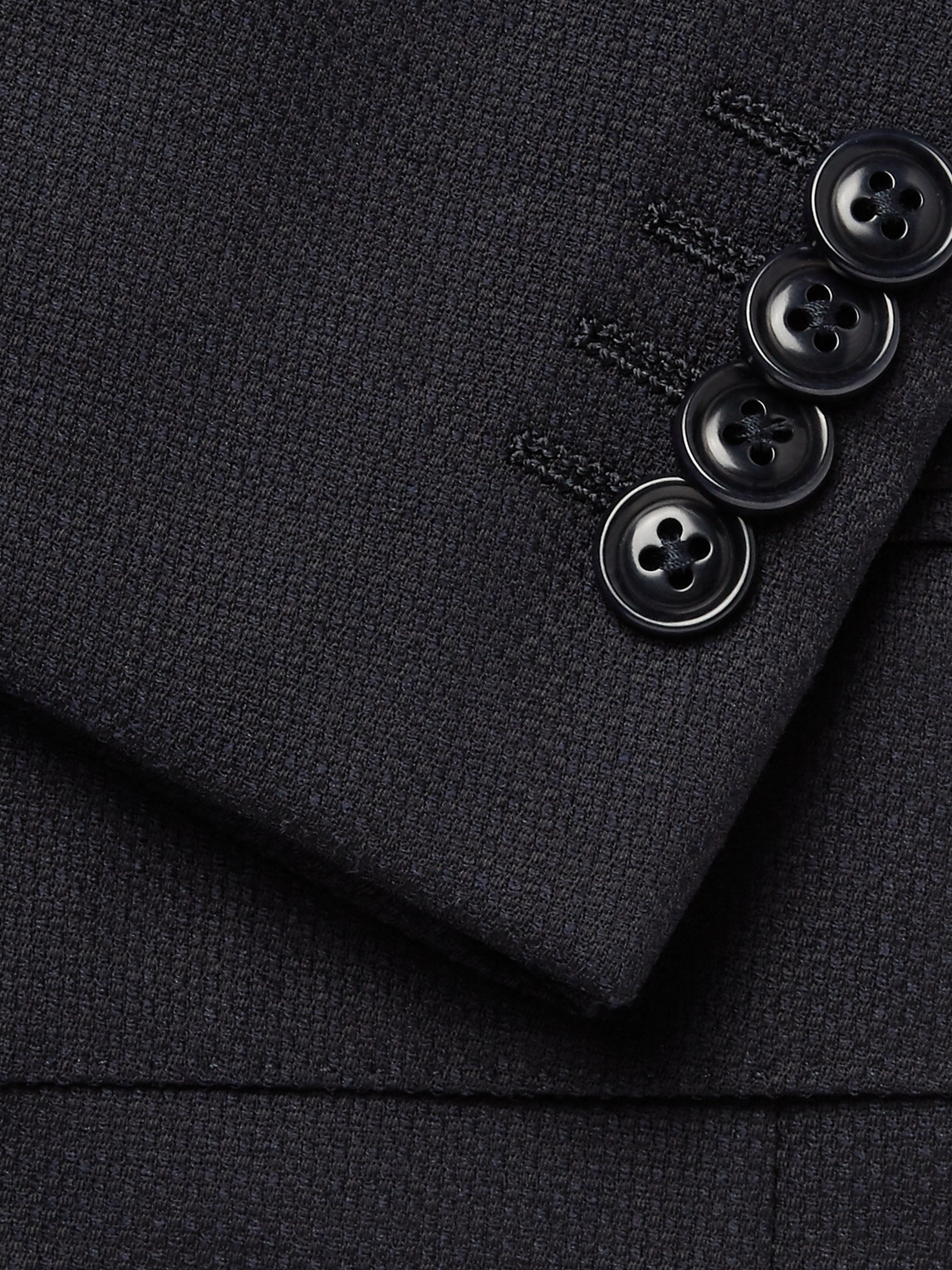 ERMENEGILDO ZEGNA NAVY 10-POCKET STRETCH WOOL AND SILK-BLEND BLAZER 