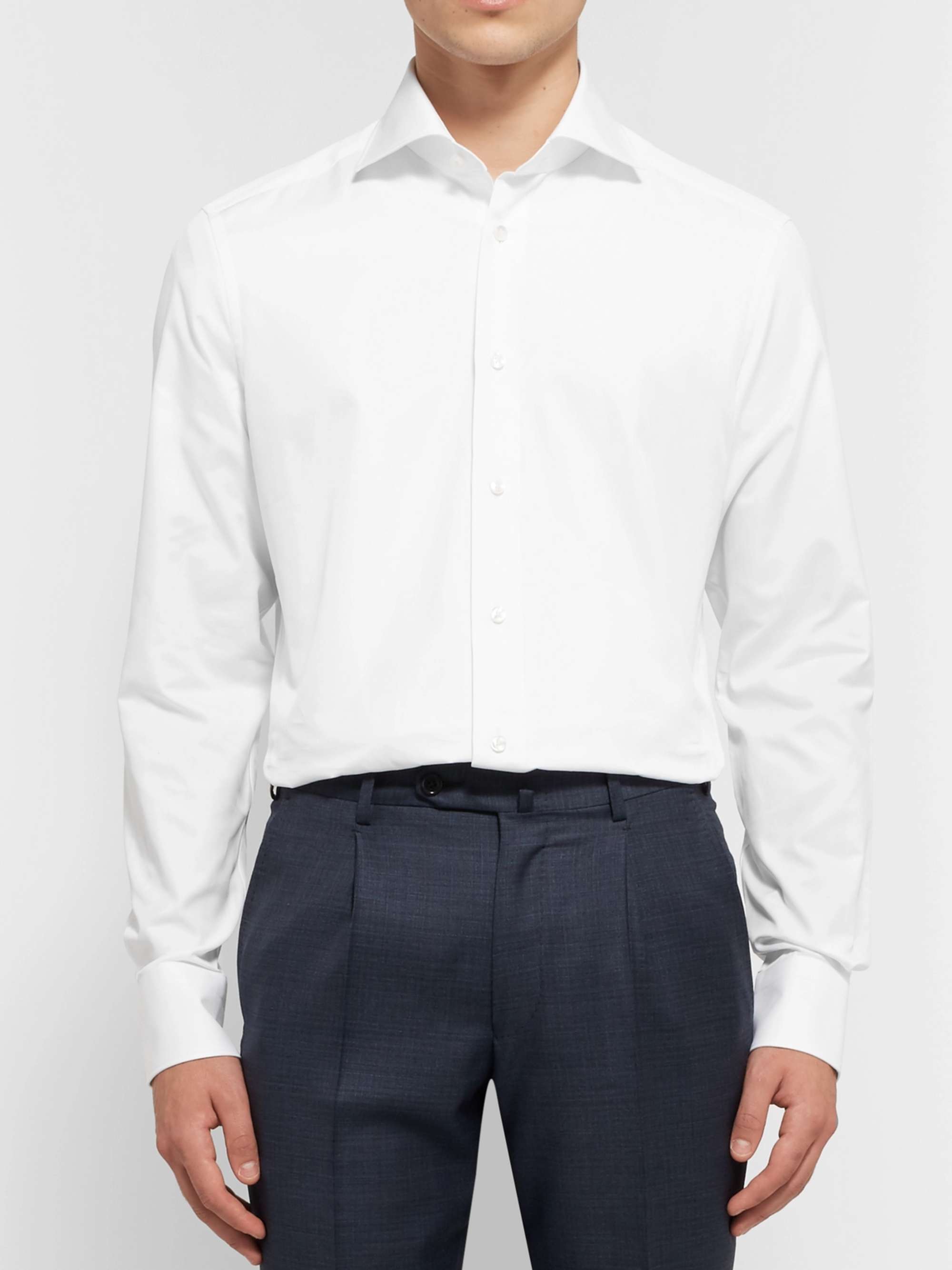 ZEGNA Trofeo Slim-Fit Cutaway-Collar Cotton-Poplin Shirt