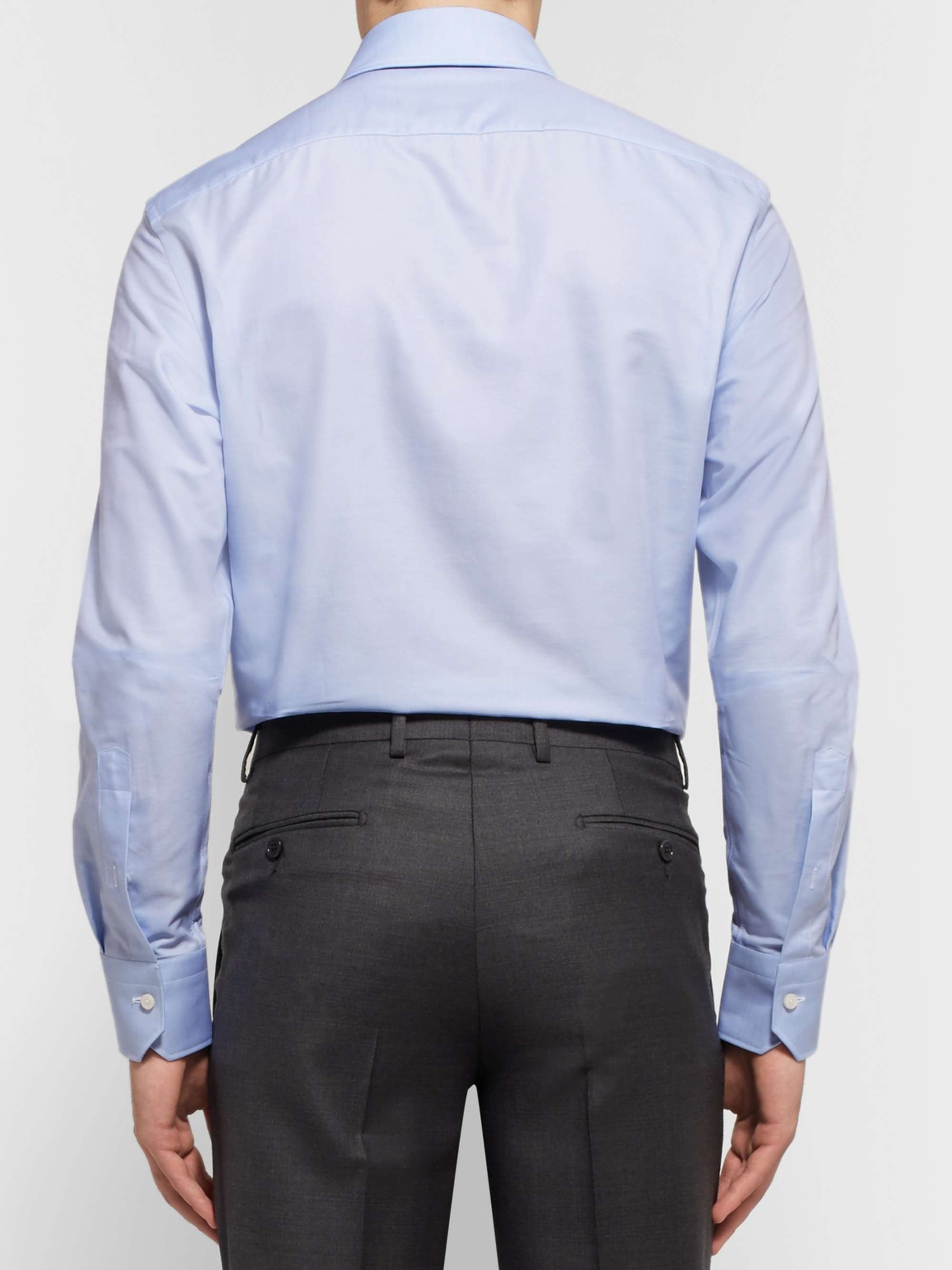 ZEGNA Light-Blue Trofeo Slim-Fit Cutaway-Collar Cotton-Poplin Shirt