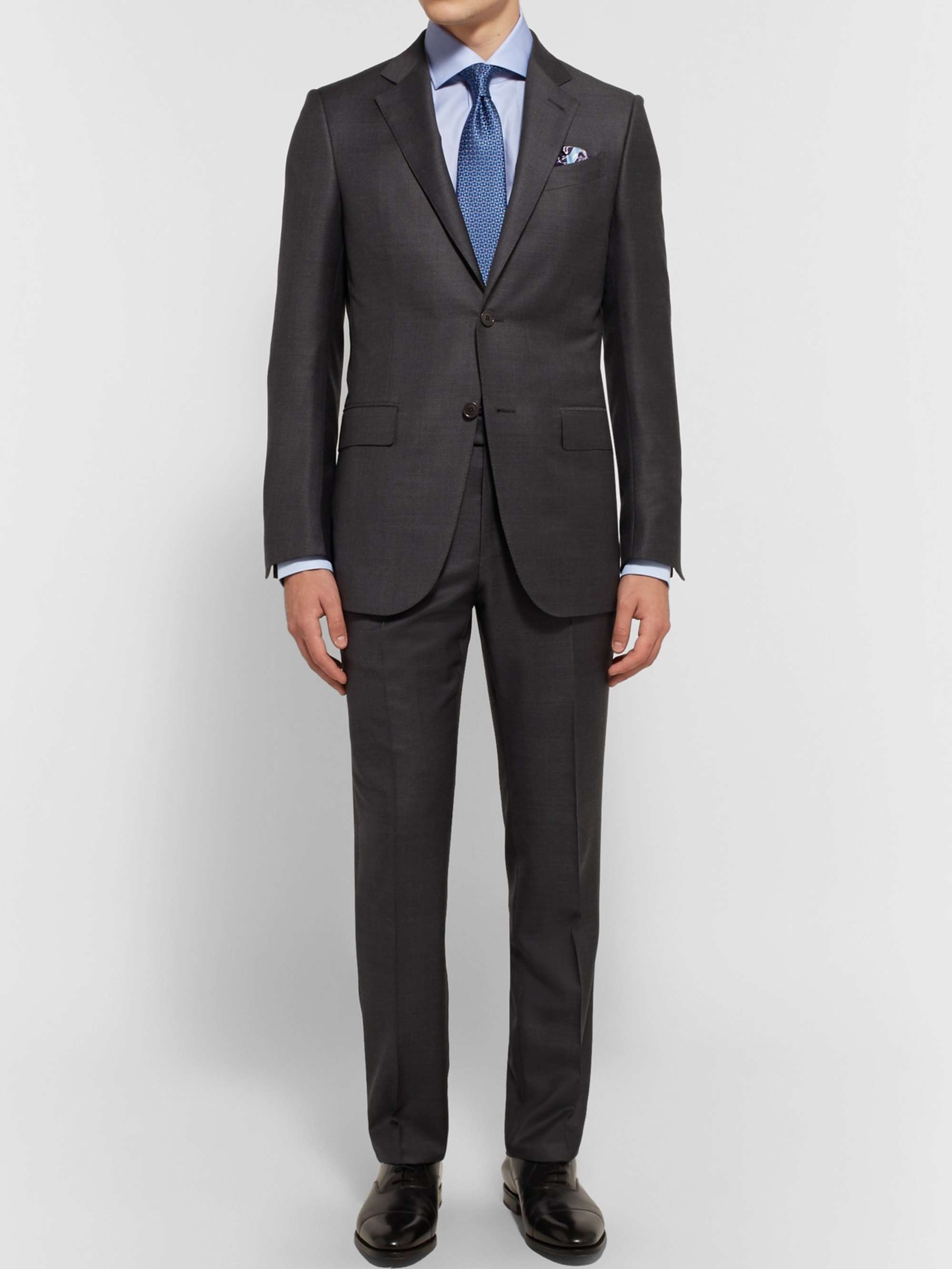 ZEGNA Light-Blue Trofeo Slim-Fit Cutaway-Collar Cotton-Poplin Shirt