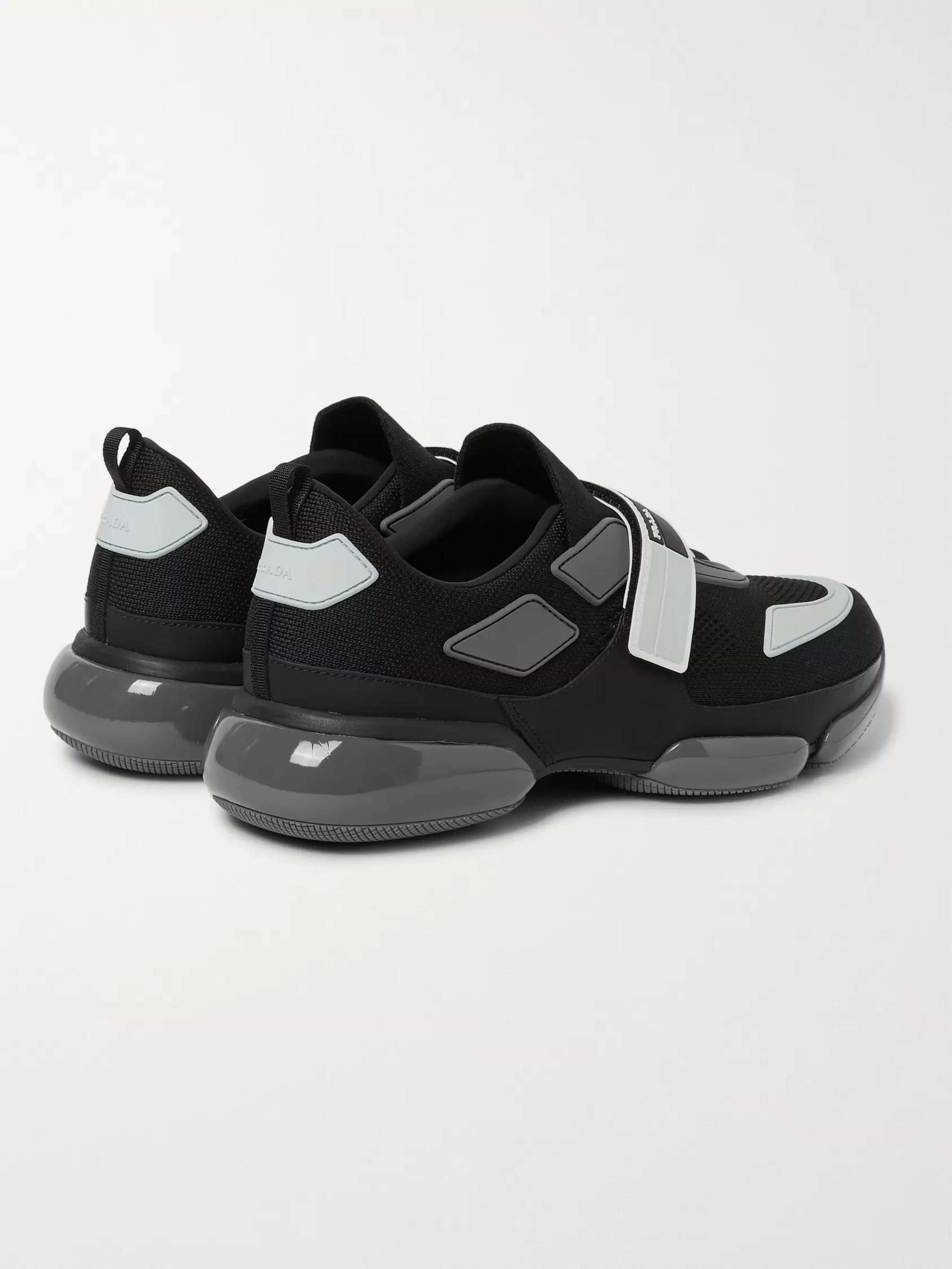 PRADA Cloudbust Mesh, Rubber and Leather Sneakers