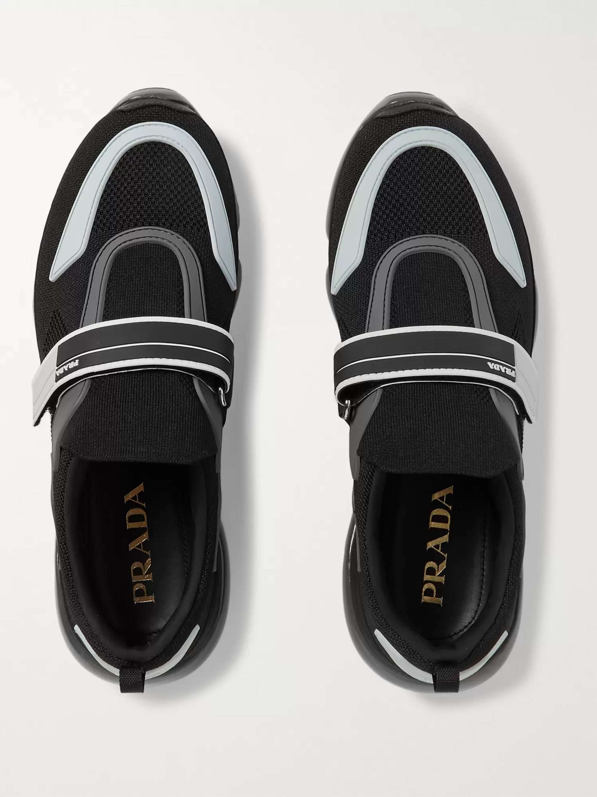 PRADA Cloudbust Mesh, Rubber and Leather Sneakers