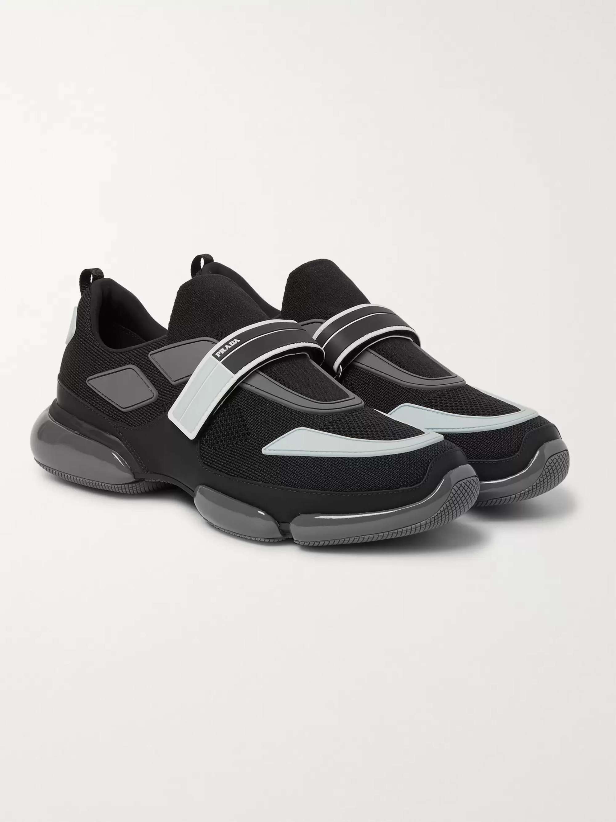 PRADA Cloudbust Mesh, Rubber and Leather Sneakers
