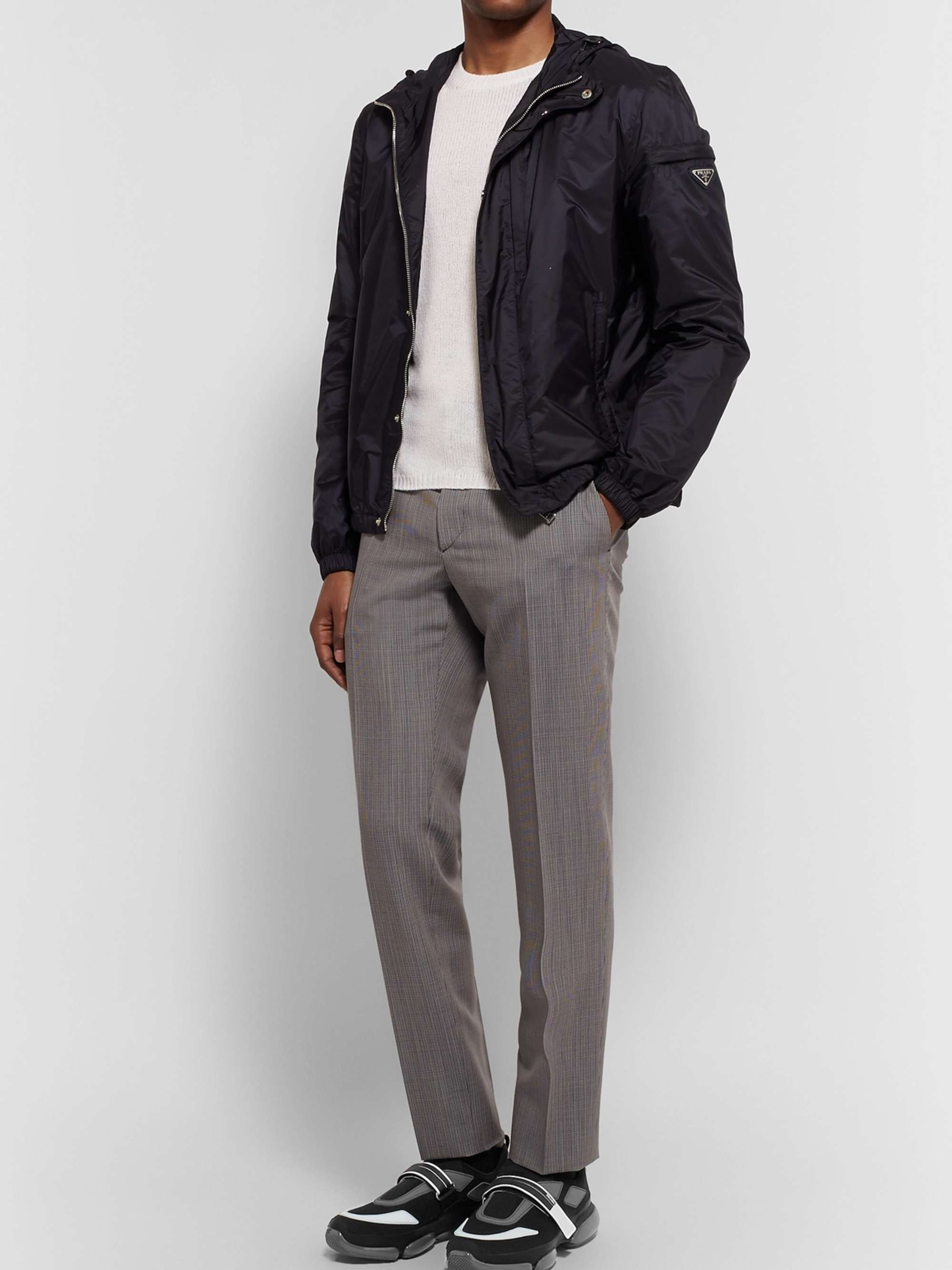 PRADA Cloudbust Mesh, Rubber and Leather Sneakers