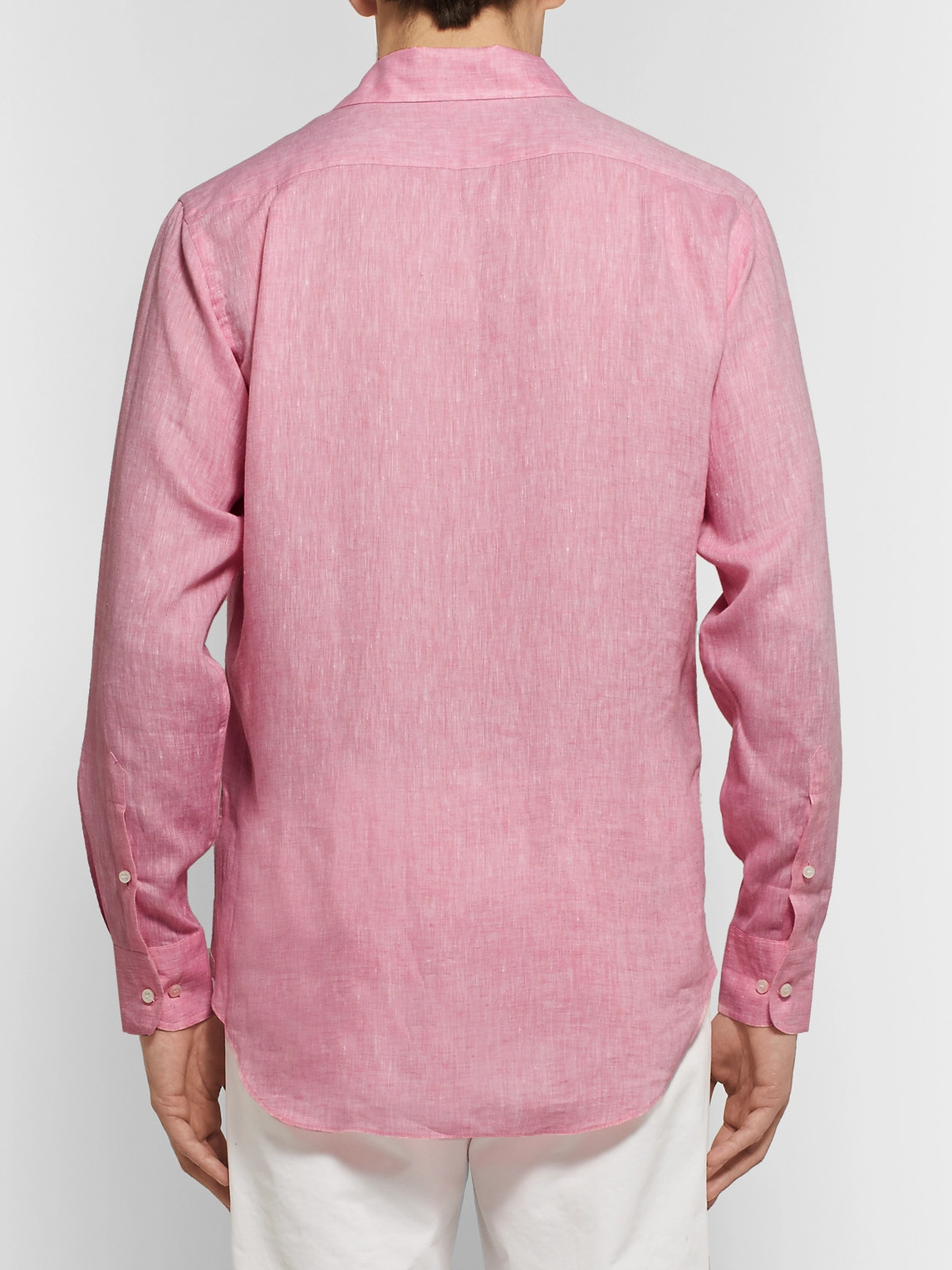 Shop Loro Piana Slub Linen Shirt In Pink