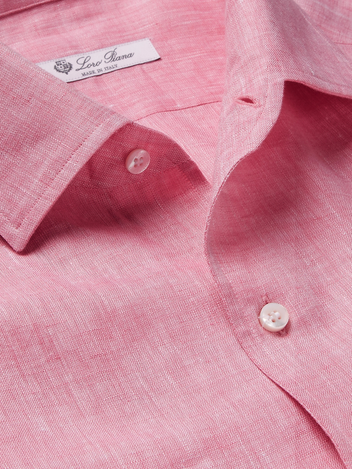 Shop Loro Piana Slub Linen Shirt In Pink