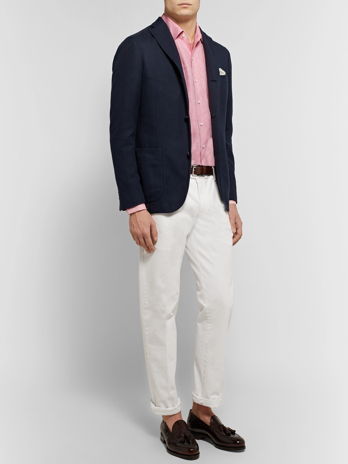 Shop Loro Piana Slub Linen Shirt In Pink