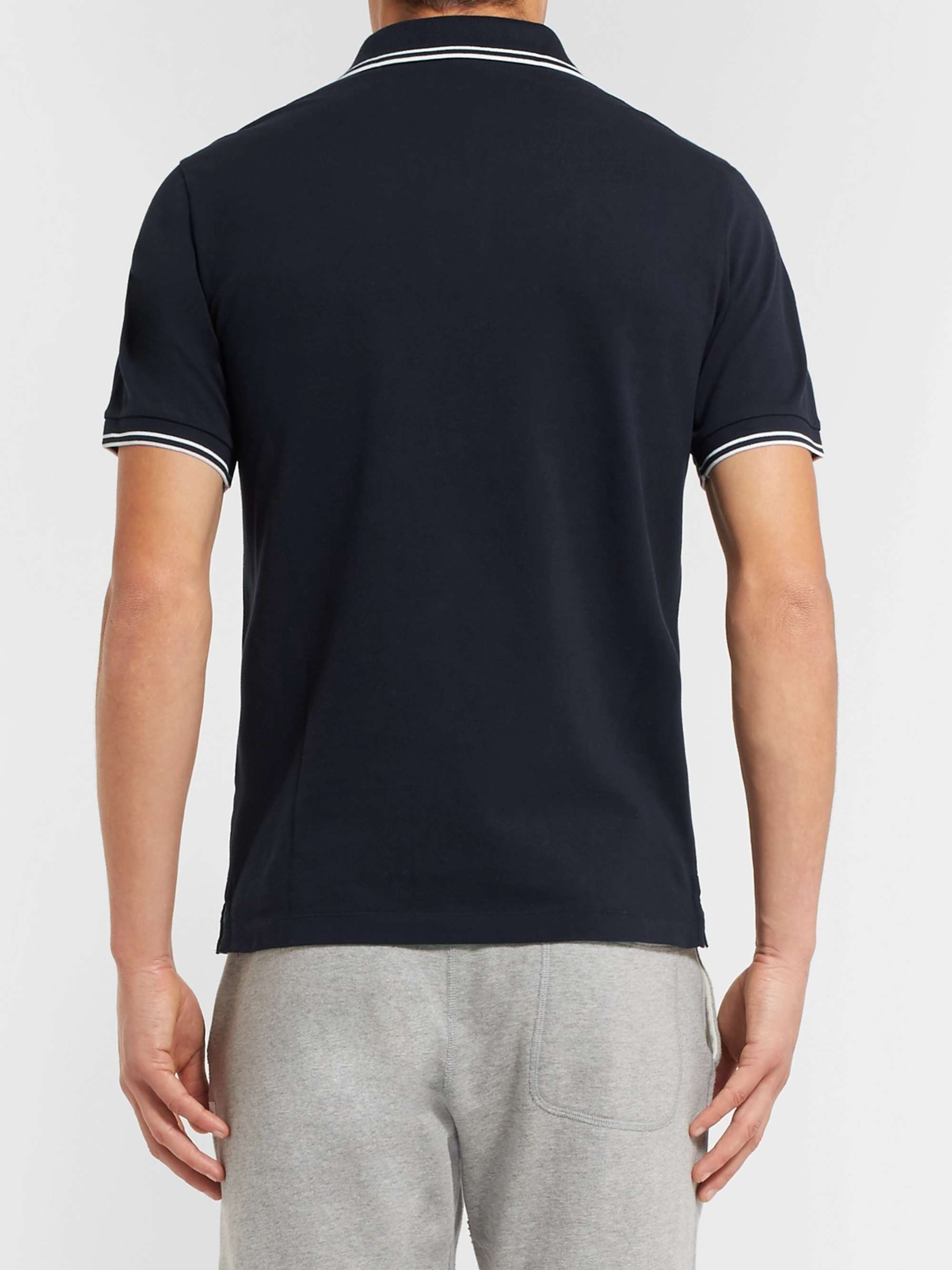 STONE ISLAND Slim-Fit Logo-Appliquéd Stretch-Cotton Piqué Polo Shirt