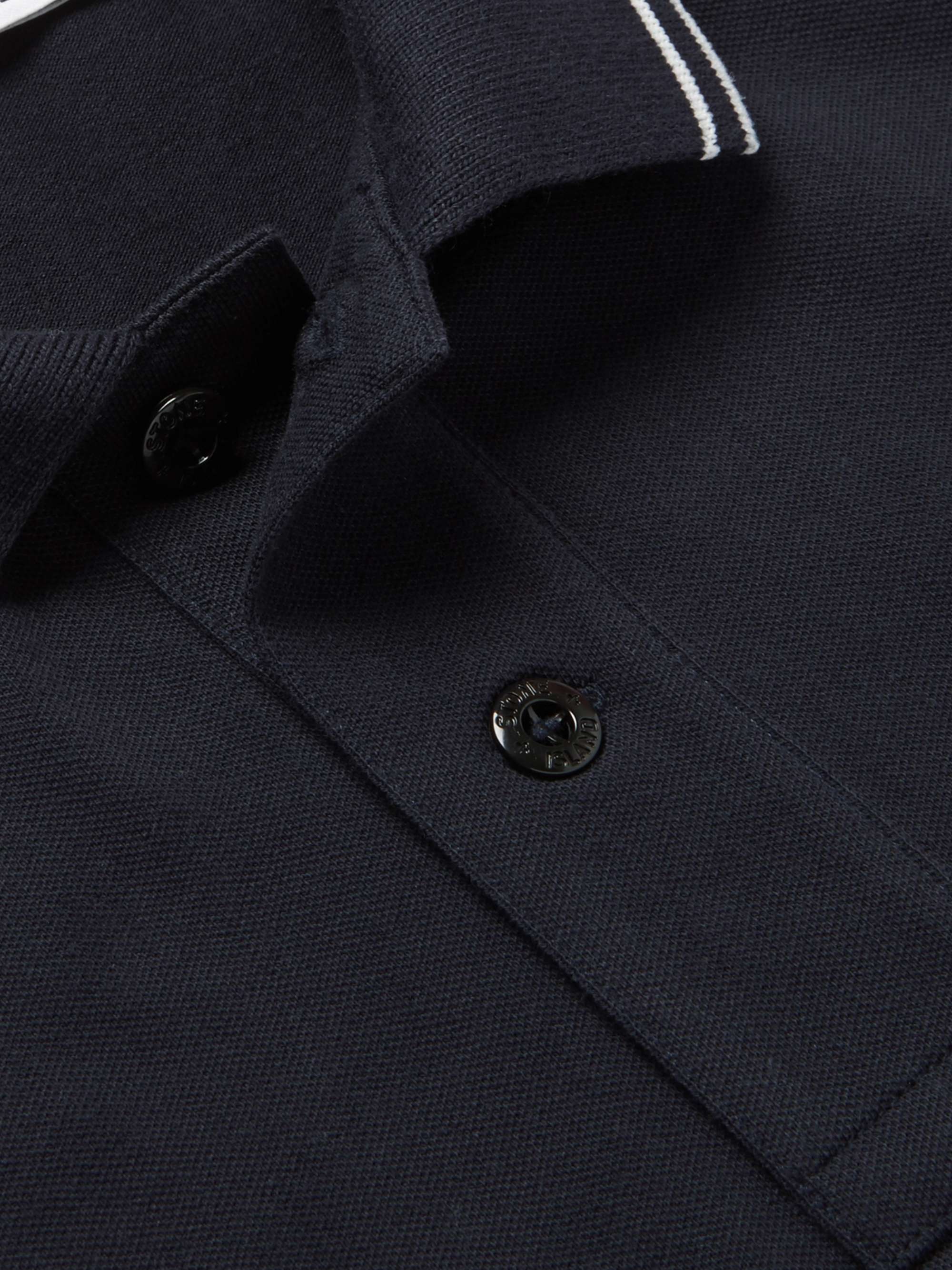 STONE ISLAND Slim-Fit Logo-Appliquéd Stretch-Cotton Piqué Polo Shirt