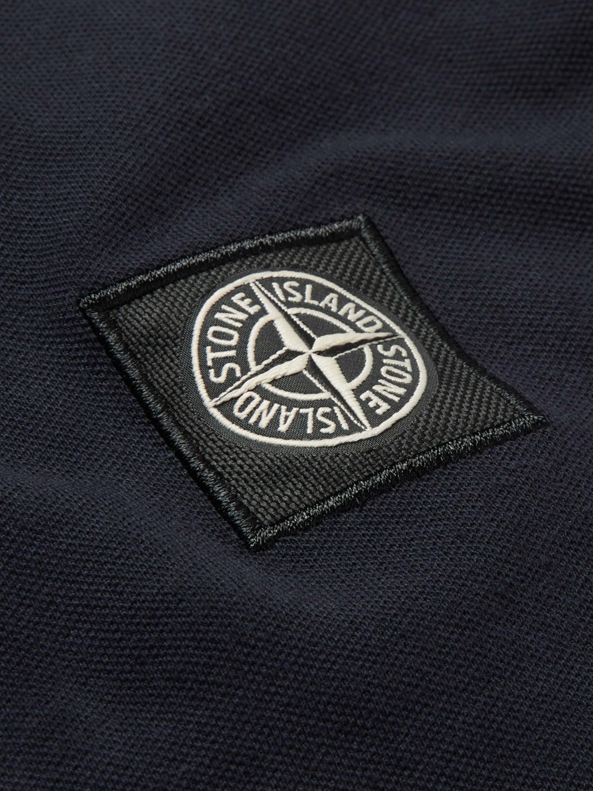 STONE ISLAND Slim-Fit Logo-Appliquéd Stretch-Cotton Piqué Polo Shirt