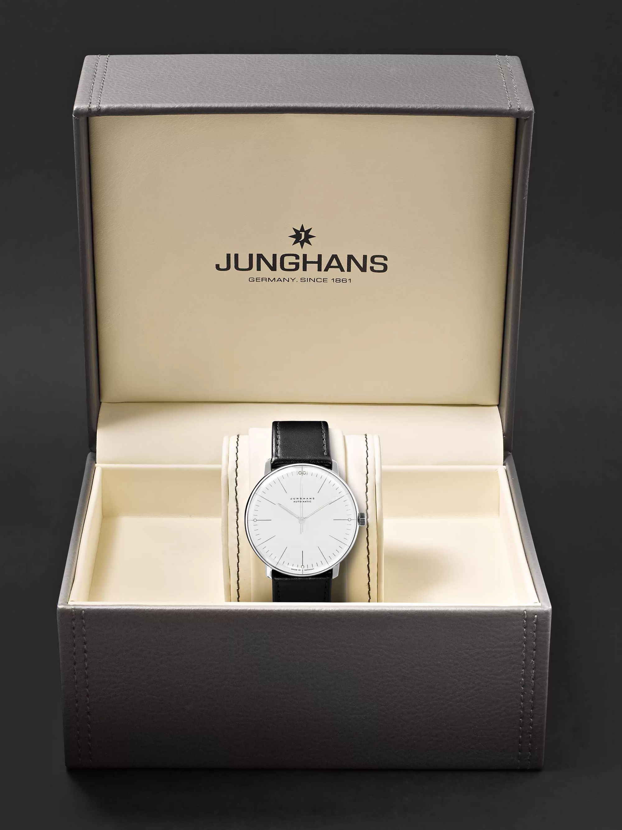 JUNGHANS Max Bill Automatic 38mm Stainless Steel and Leather Watch, Ref. No. 027/3501.00