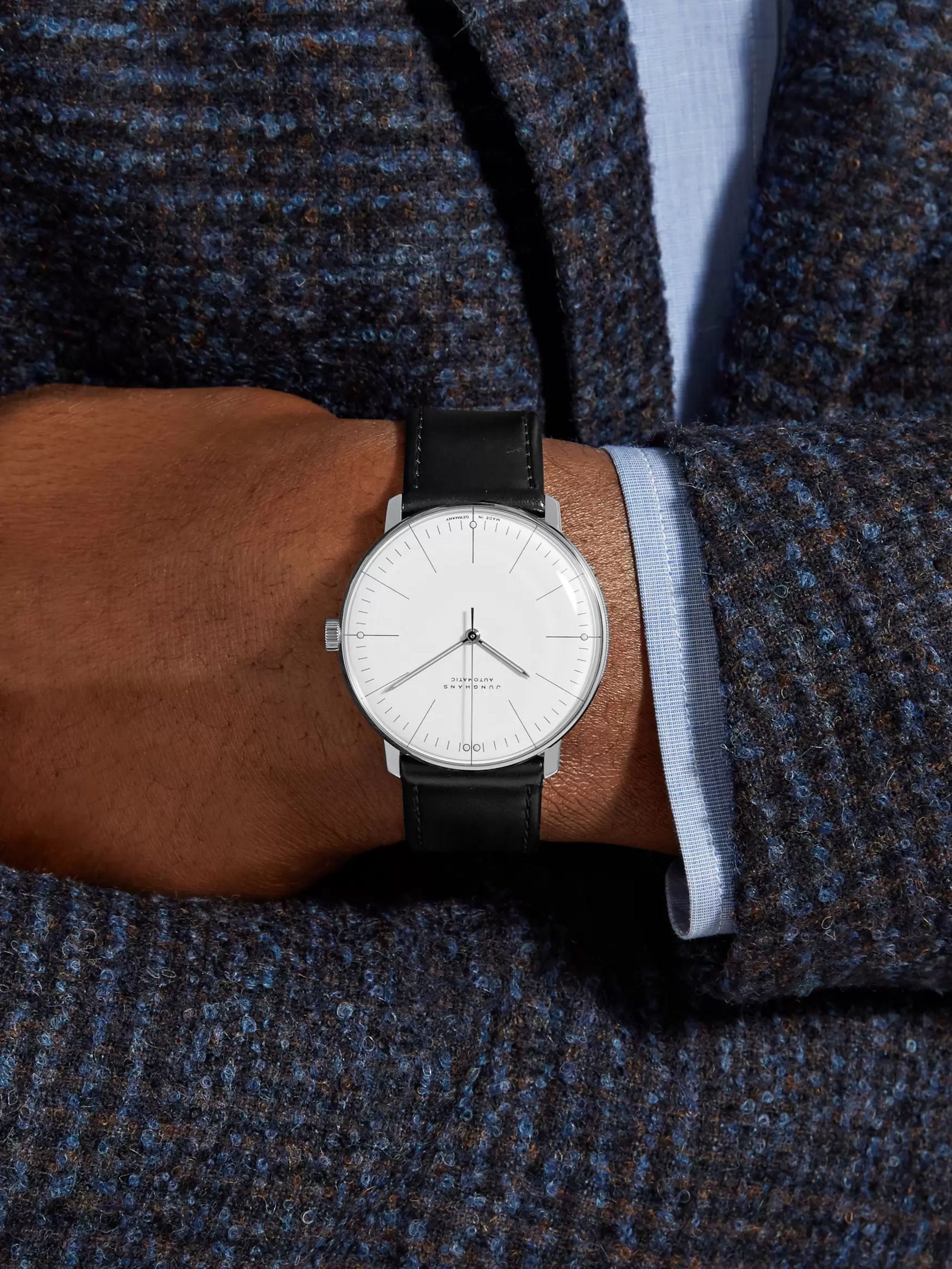JUNGHANS Max Bill Automatic 38mm Stainless Steel and Leather Watch, Ref. No. 027/3501.00