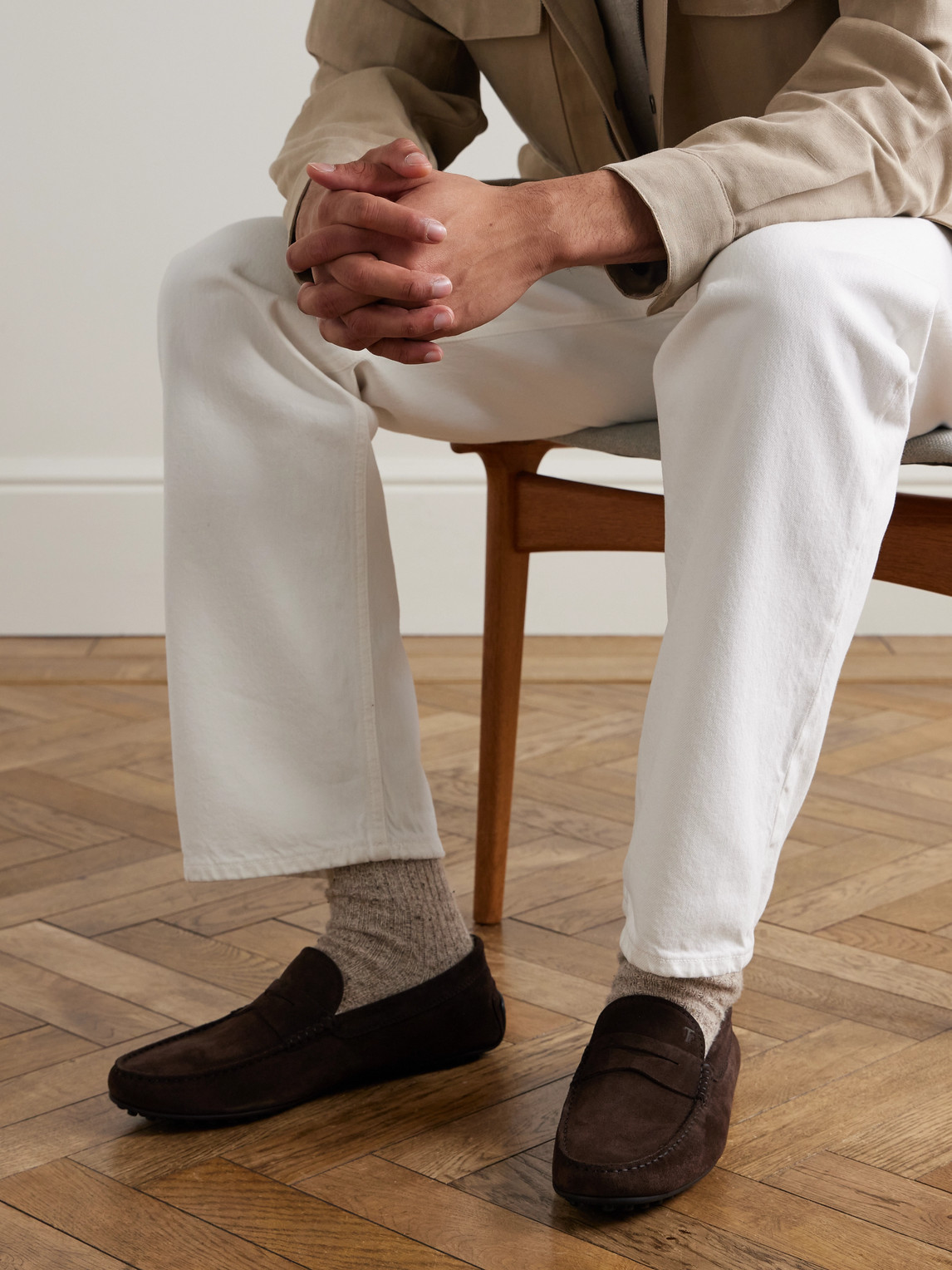 Tod's Brown Leather Loafers With Minimalist Design In Brown
