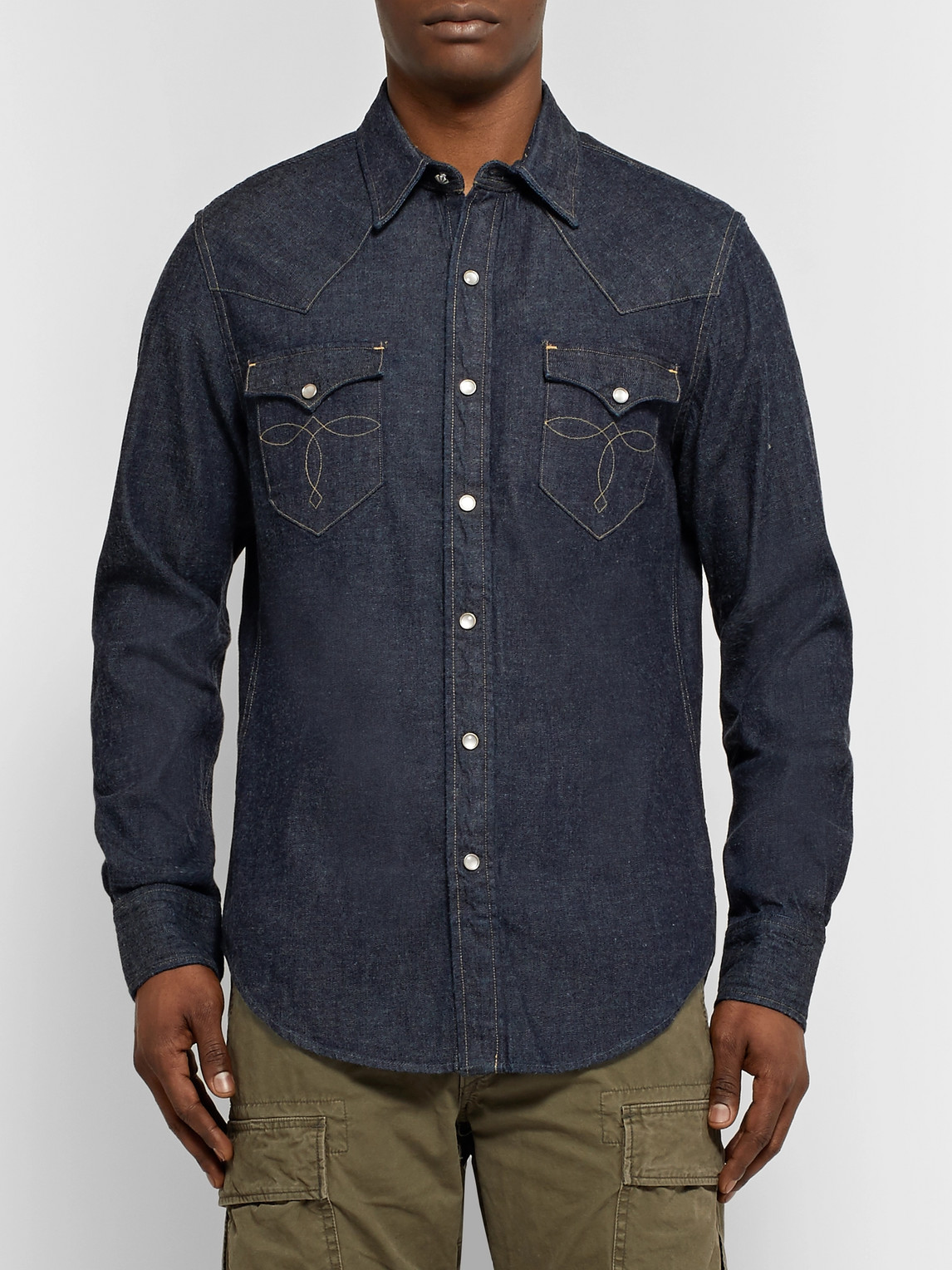  Rrl - Slim-fit Denim Western Shirt - Men - Blue - S 