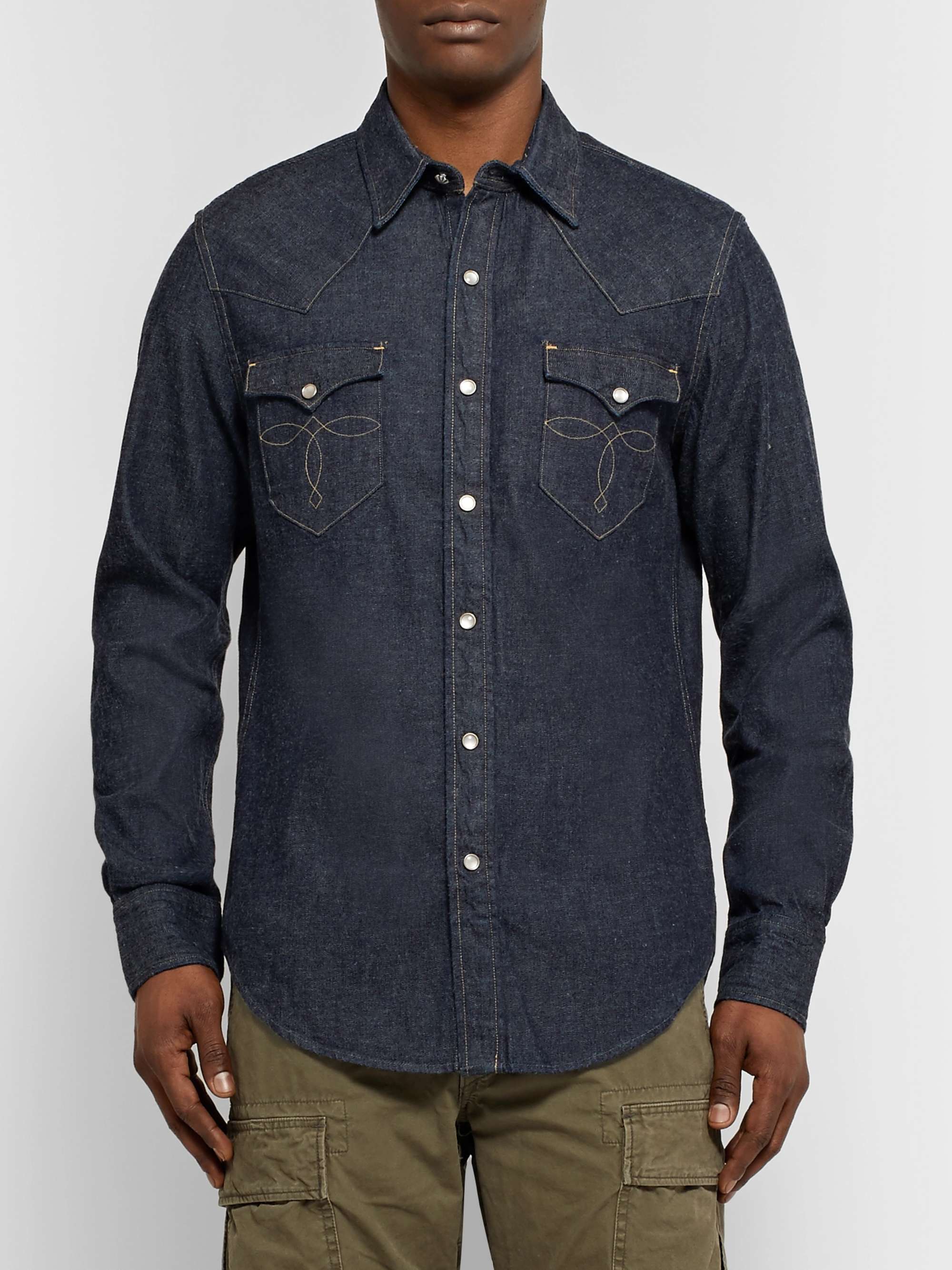 RRL Slim-Fit Denim Western Shirt