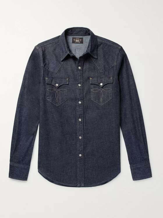 RRL Slim-Fit Denim Western Shirt