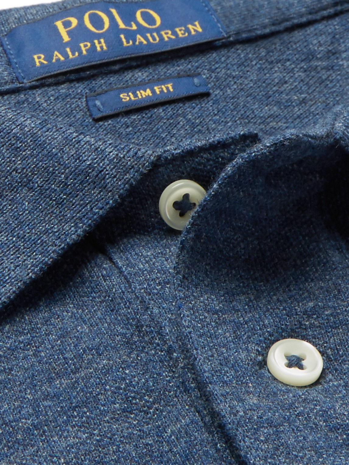 Shop Polo Ralph Lauren Slim-fit Mélange Cotton-piqué Polo Shirt In Blue