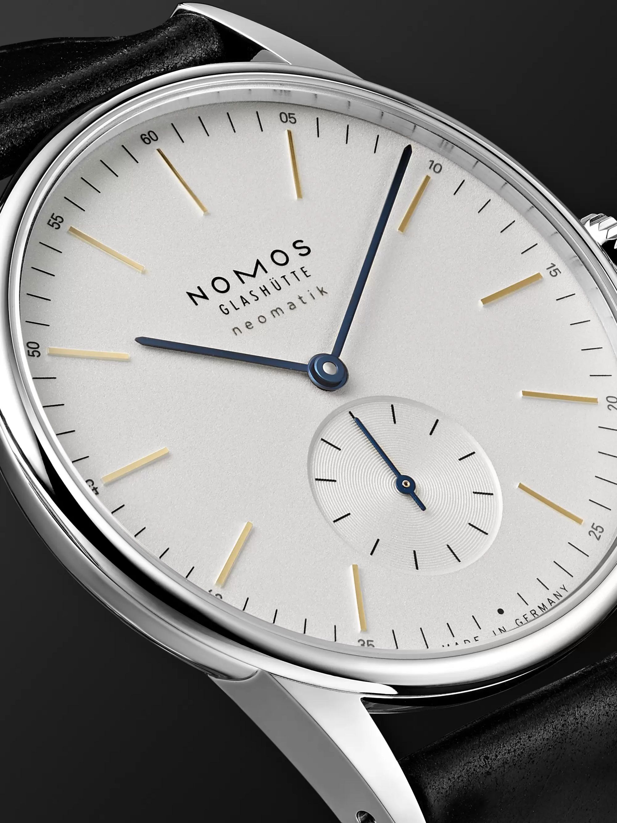 NOMOS GLASHÜTTE At Work Orion Neomatik Automatic 39mm Stainless Steel and Leather Watch, Ref. No. 340