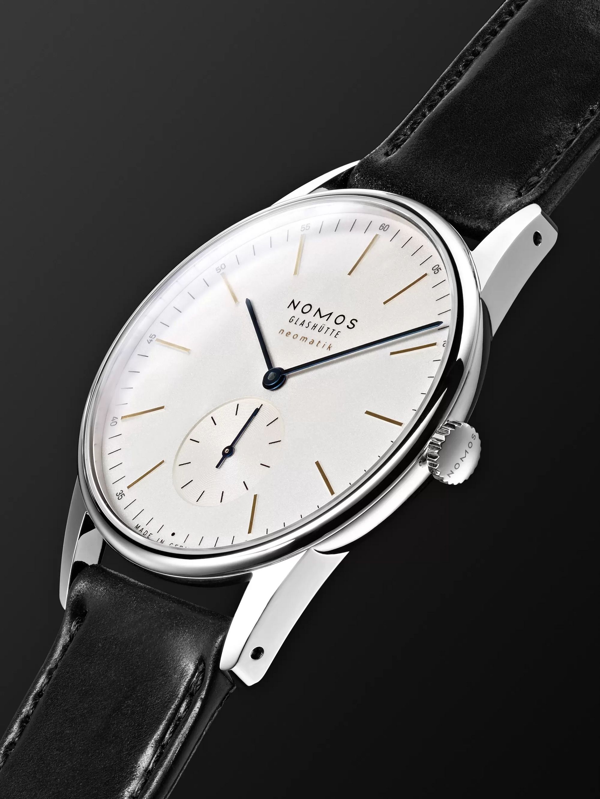 NOMOS GLASHÜTTE At Work Orion Neomatik Automatic 39mm Stainless Steel and Leather Watch, Ref. No. 340
