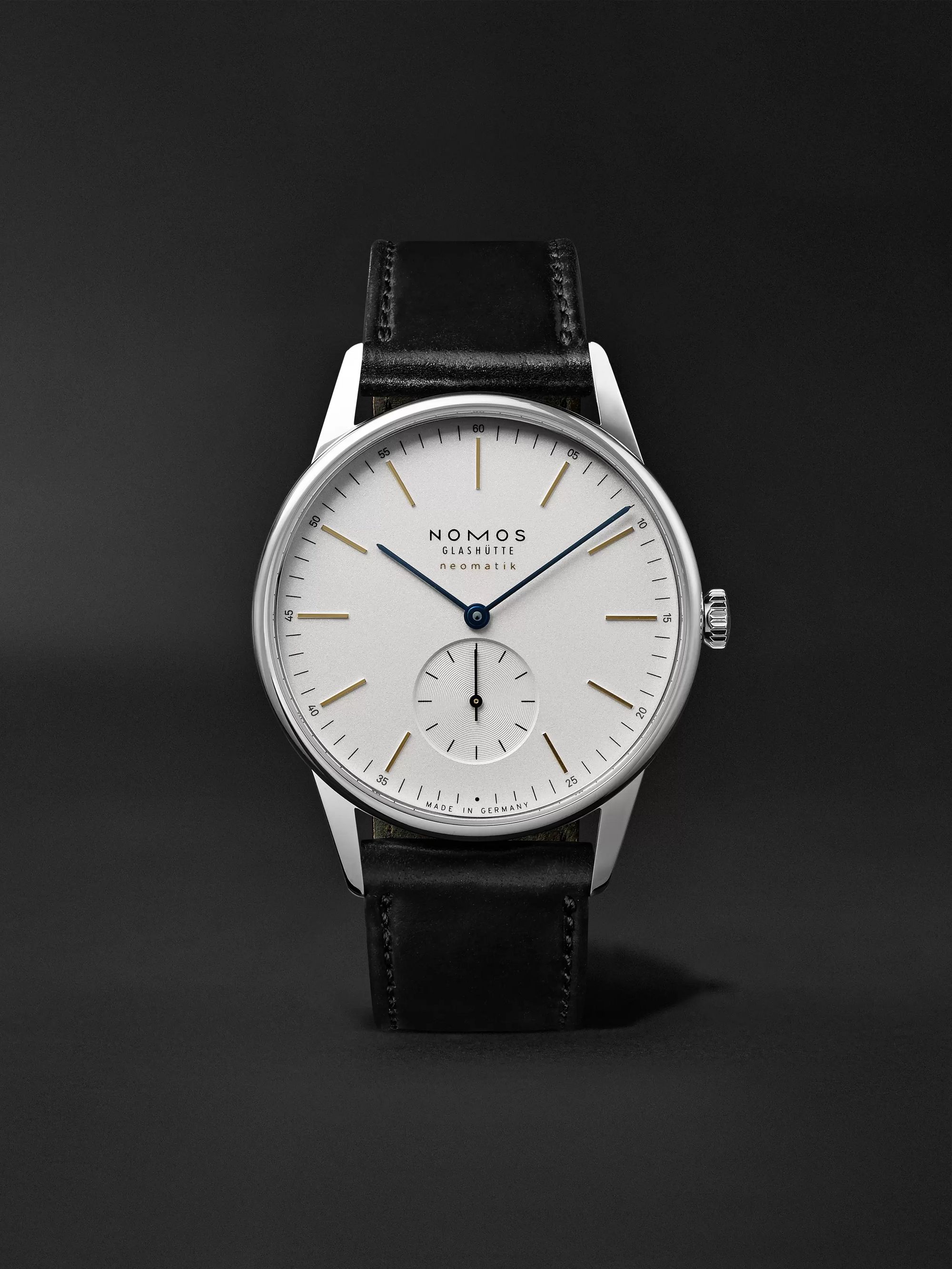 NOMOS GLASHÜTTE At Work Orion Neomatik Automatic 39mm Stainless Steel and Leather Watch, Ref. No. 340